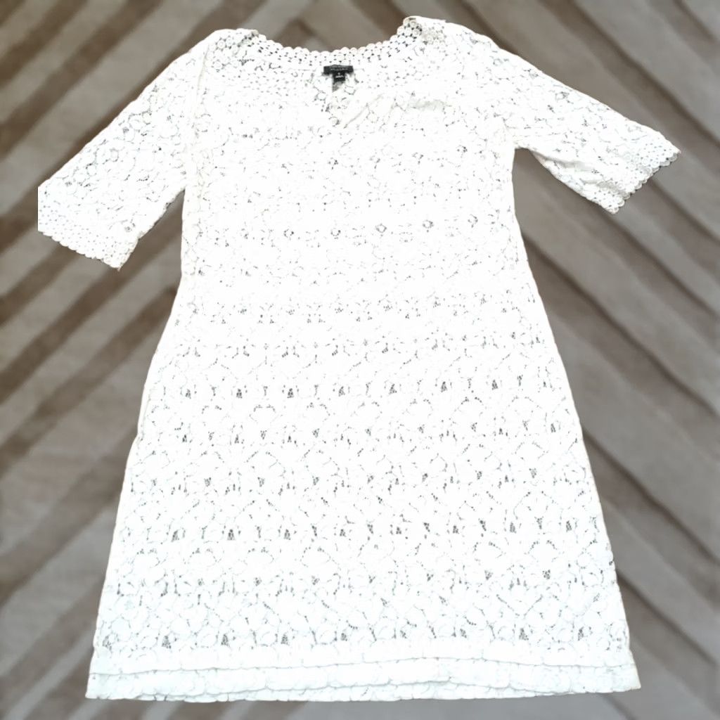 Nicole Miller Nicole Miller Beach Cover Up Dress White 3/4 Sleeve Lace Floral Size 8 Womens Size M / US 6-8 / IT 42-44 - 1 Thumbnail