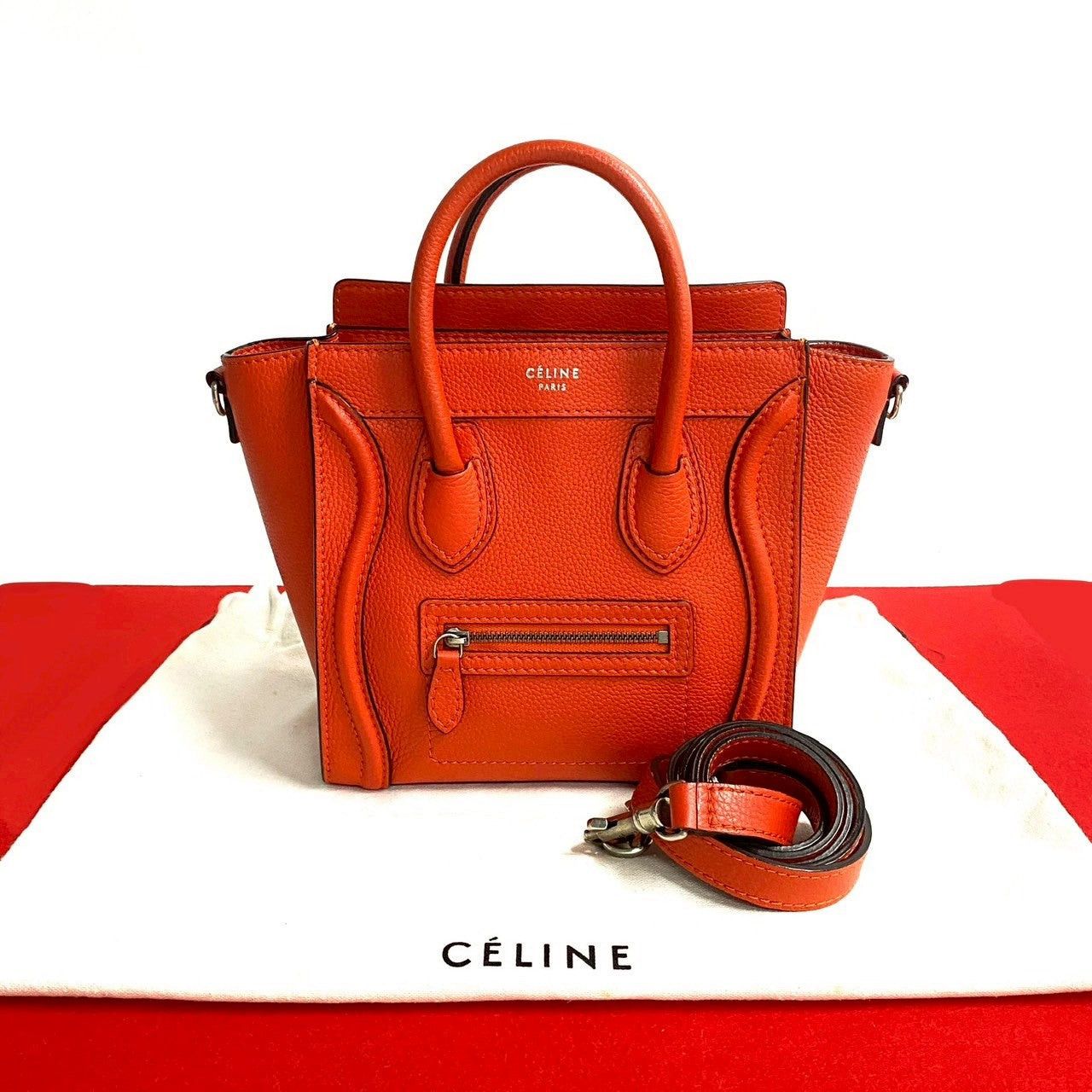Celine Celine Shoulder Bag Orange Leather Size ONE SIZE - 1 Thumbnail