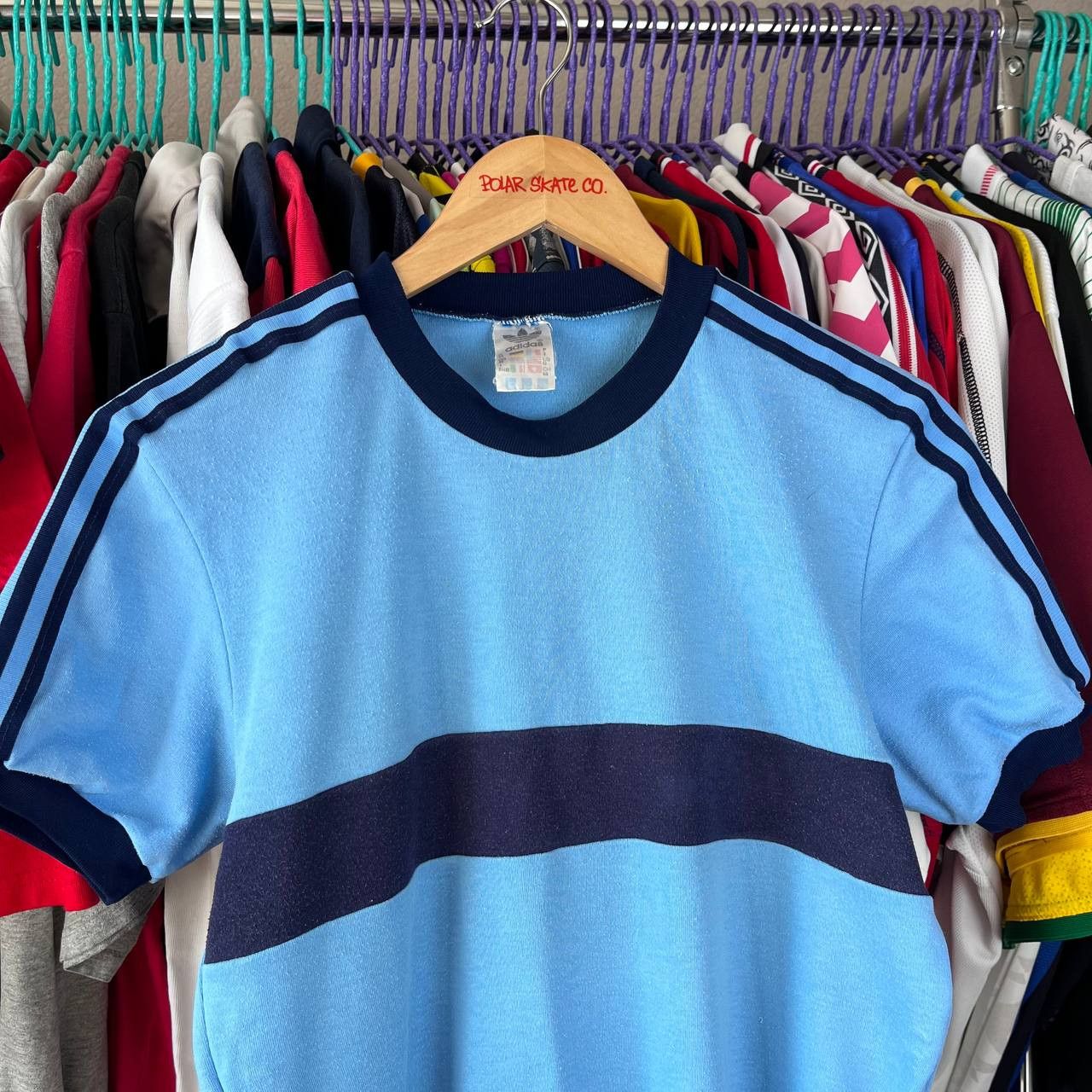 Adidas x2 80s Retro Adidas Trefoil Striped Tshirt Made in Ireland Size US S / EU 44-46 / 1 - 12 Thumbnail