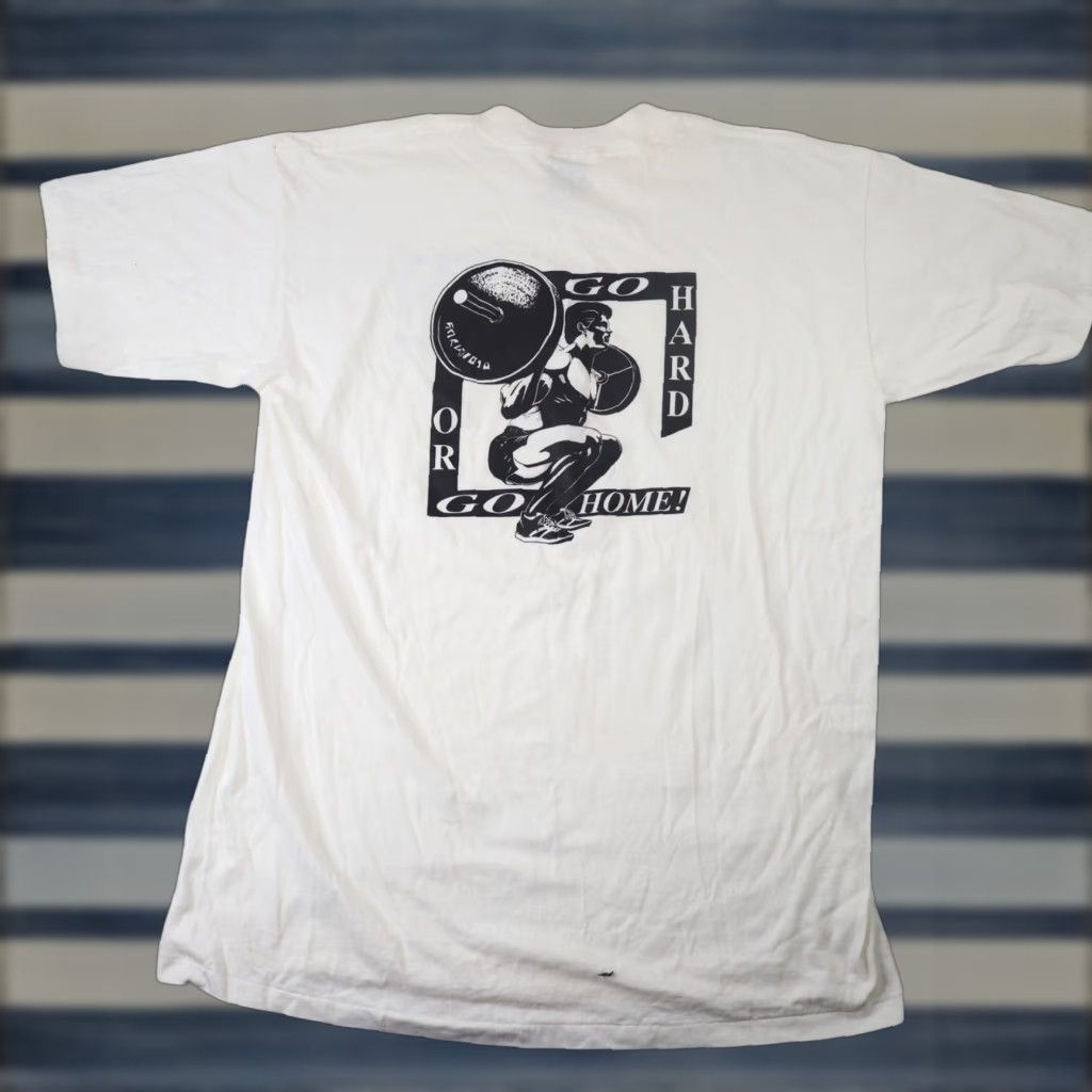 Vintage VINTAGE 90s Go Hard or Go Home Graphic Body Building T Shirt Mens 2XL White Size US XXL / EU 58 / 5 - 1 Thumbnail