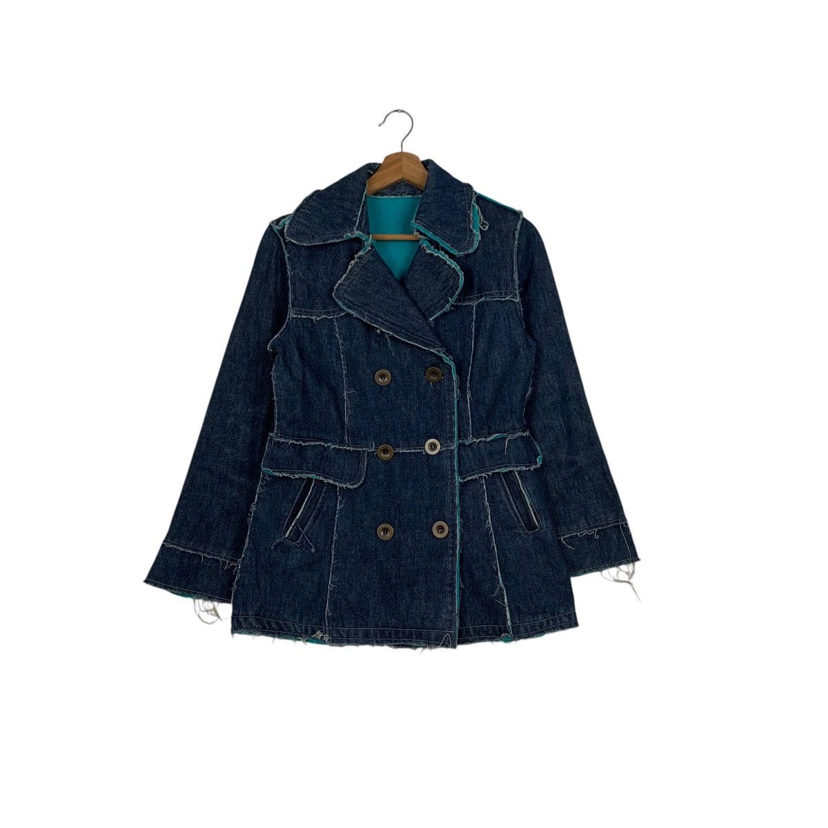 Japanese Brand B+L Double Breasted Deconstructed Denim Jacket #1939-C84 Size L / US 10 / IT 46 - 1 Thumbnail