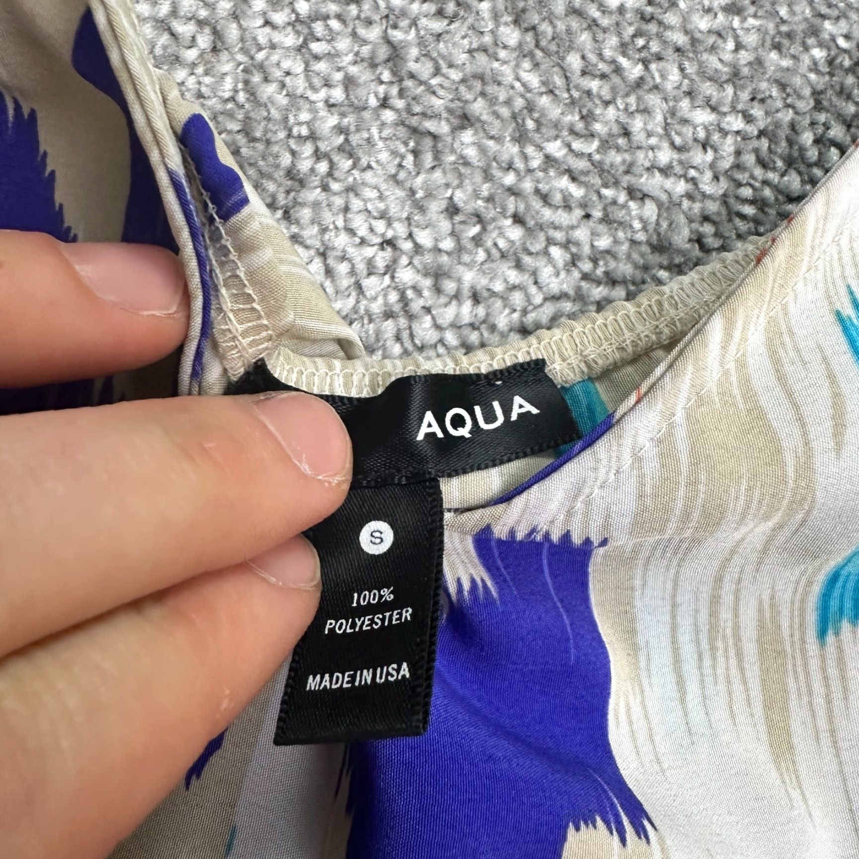 AQUA Aqua Dress Maxi Womens S Blue Geometric Strappy Sleeveless V-Neck Knit Polyester Pleated Lightweight Vintage No Size S / US 4 / IT 40 - 4 Thumbnail