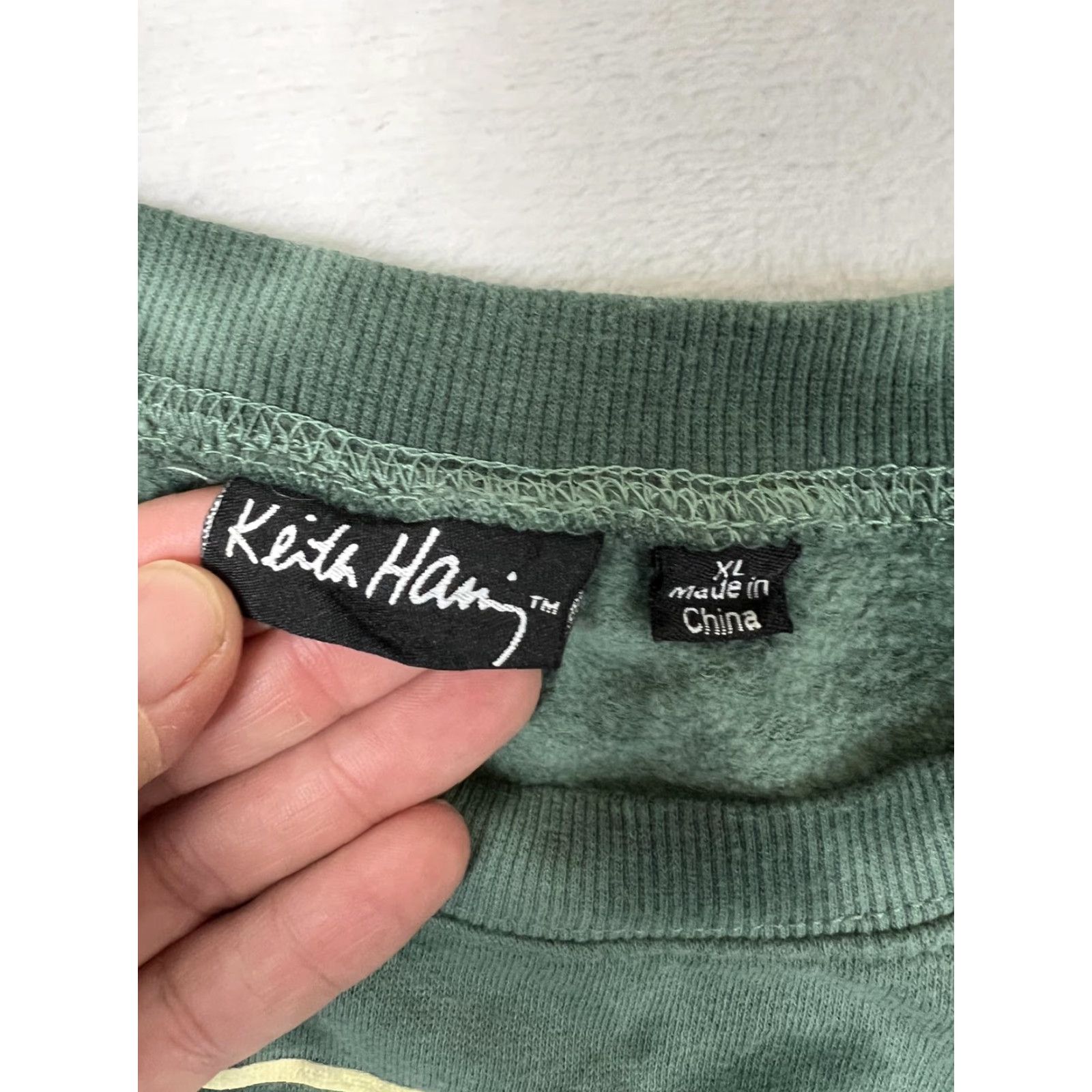 Vintage Keith Haring Sweatshirt Womens XL Green Tie-Dye Cropped Graphic Pullover Fleece Size XL / US 12-14 / IT 48-50 - 5 Thumbnail