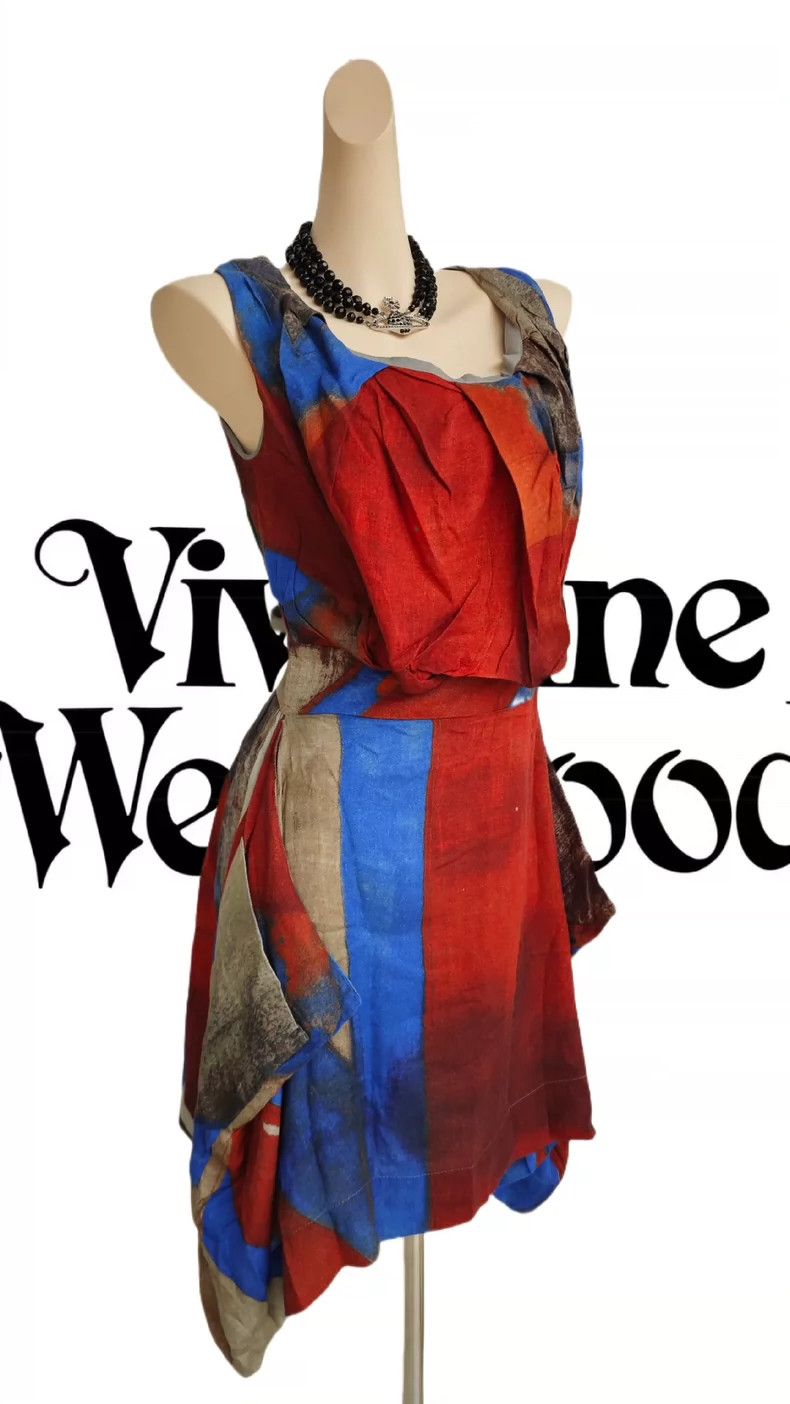 Vivienne Westwood Vivienne Westwood Red and blue color matching dress Size M / US 6-8 / IT 42-44 - 2 Thumbnail