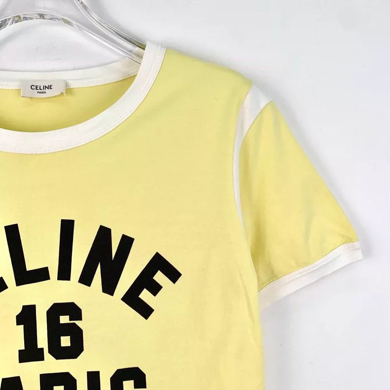 Celine Celine Yellow Logo Cotton Short Sleeve TShirt Size S / US 4 / IT 40 - 3 Thumbnail