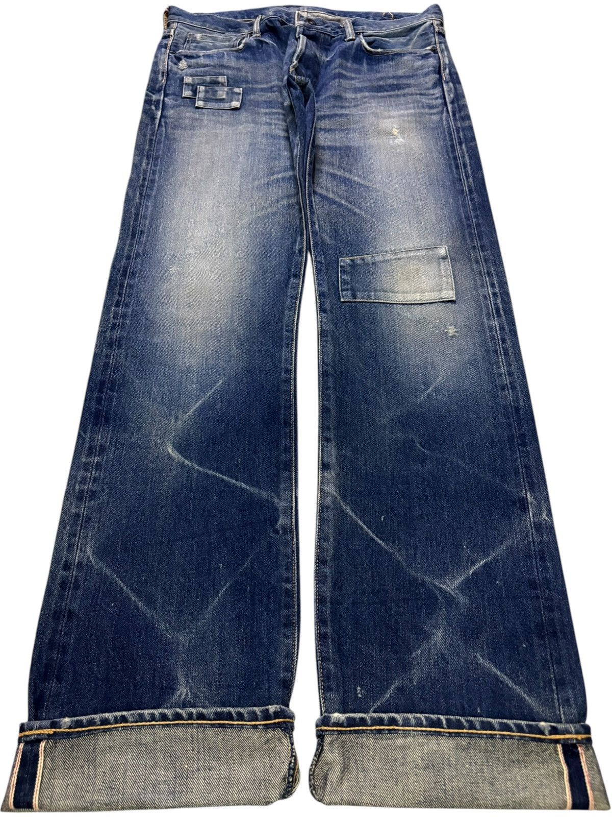 KURO Vintage Kuro Selvedge Thunder Wash Patched Loose Jeans Size US 32 / EU 48 - 1 Thumbnail