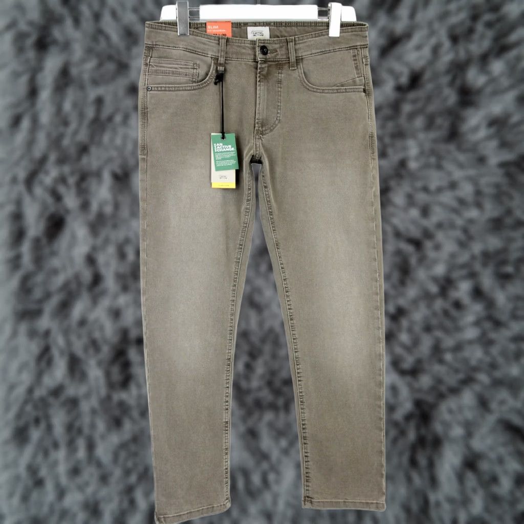Camel CAMEL ACTIVE Madison Fit Slim Five-Pocket Jeans Men's W32/L30 Zip Fly Beige Logo-Application Stretch Jeans Tapered Size US 32 / EU 48 - 1 Thumbnail
