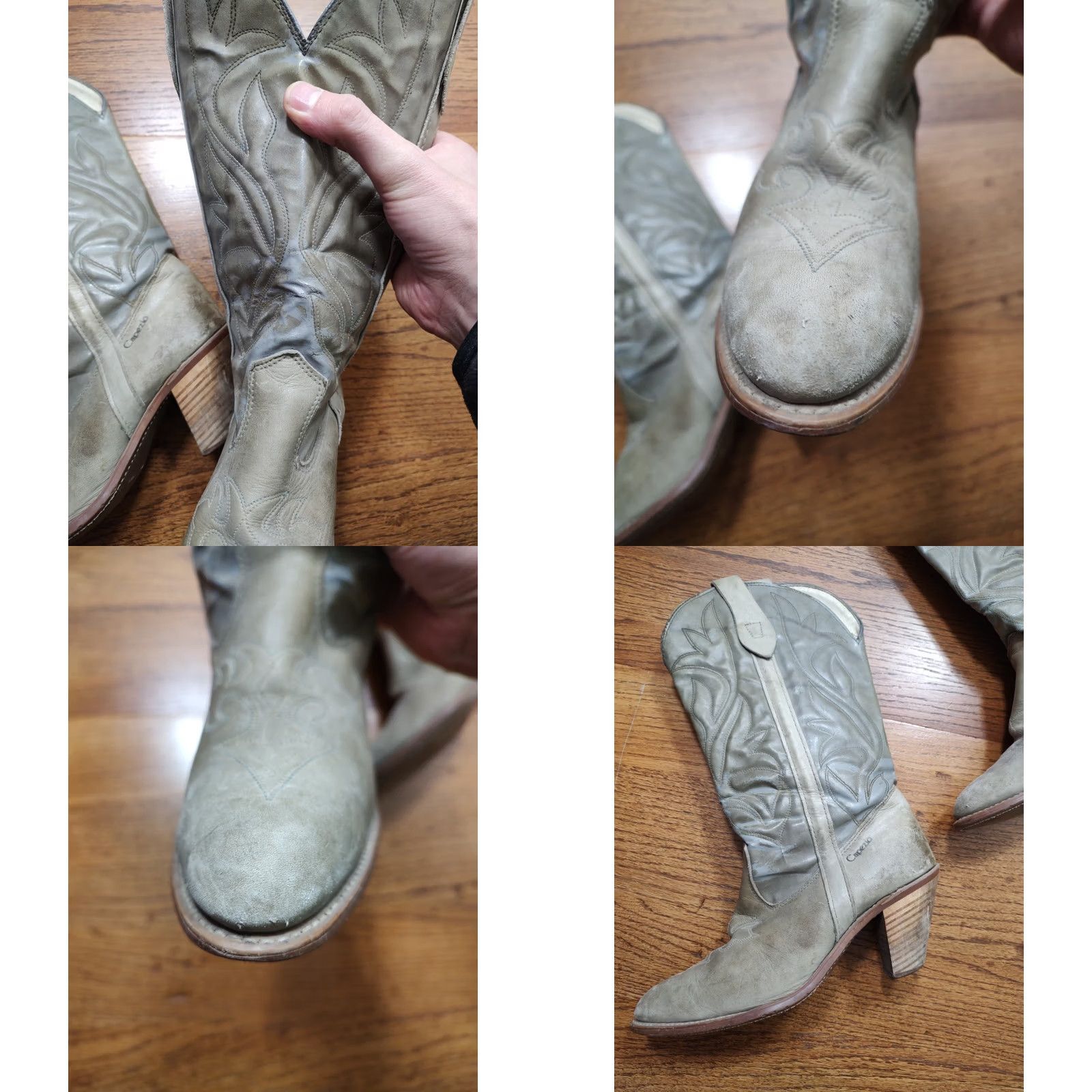 Vintage VINTAGE Capezio Cowboy Boots Women L348 9 M Gray Leather Western Cowboy Cowgirl Southwestern Boots Mens Womens Girls? Size US 9 / IT 39 - 9 Thumbnail
