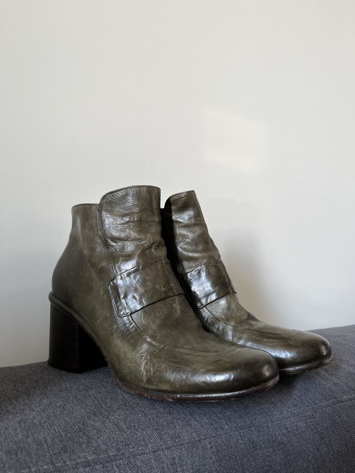 A.S.98 La Bottega di Lisa Ancle Avant Garde Green Leather Boots Size US 9 / IT 39 - 17 Thumbnail