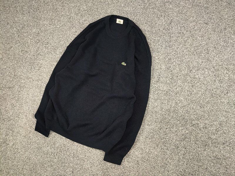 Lacoste Vintage 90's Lacoste Navy Blue Wool Crew Chek Sweater Size US XL / EU 56 / 4 - 3 Thumbnail