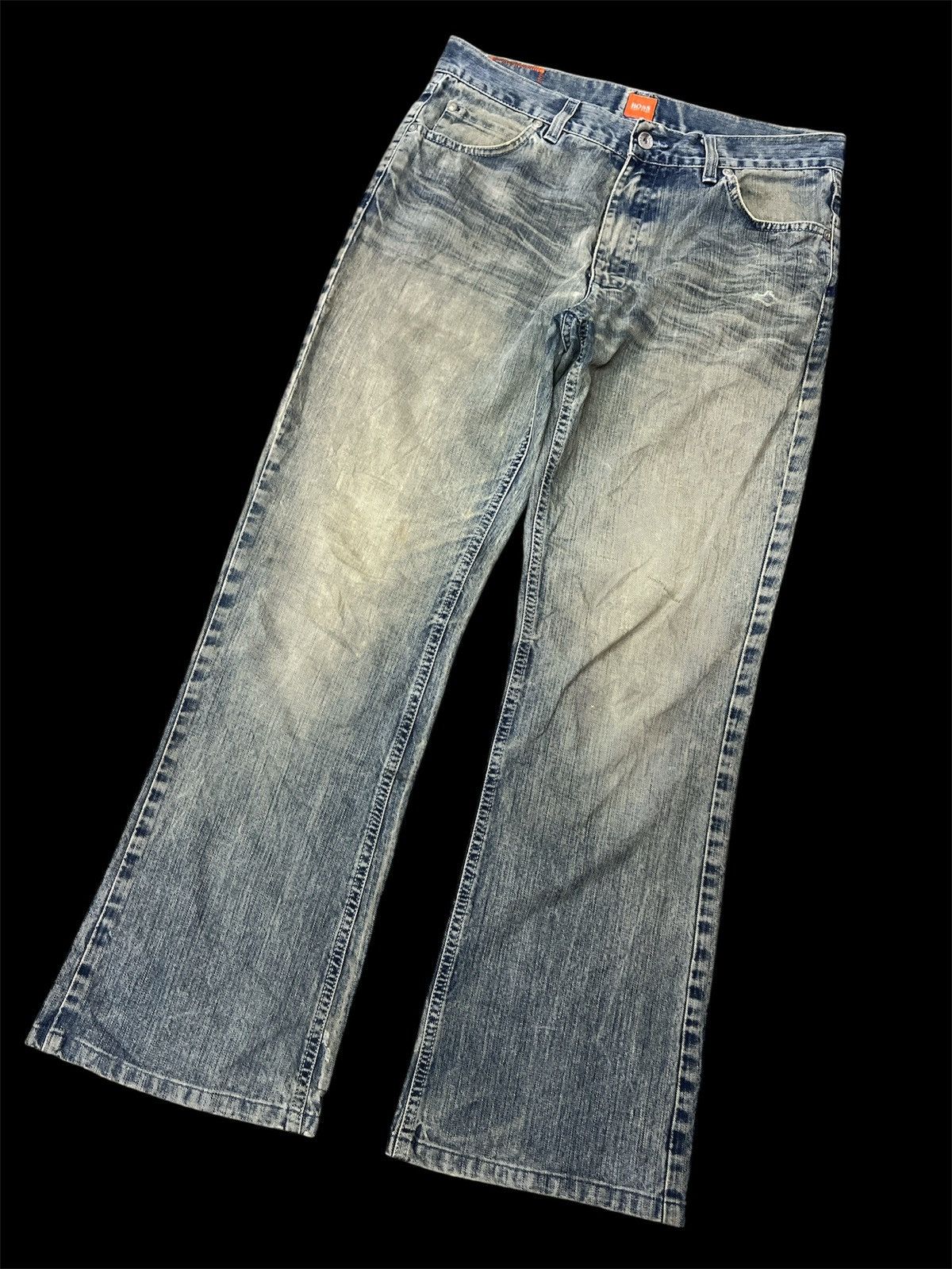 Hugo Boss × Jean FLARED‼️FADED HUGO BOS DISTRESSED DENIM PANT Size US 30 / EU 46 - 5 Thumbnail