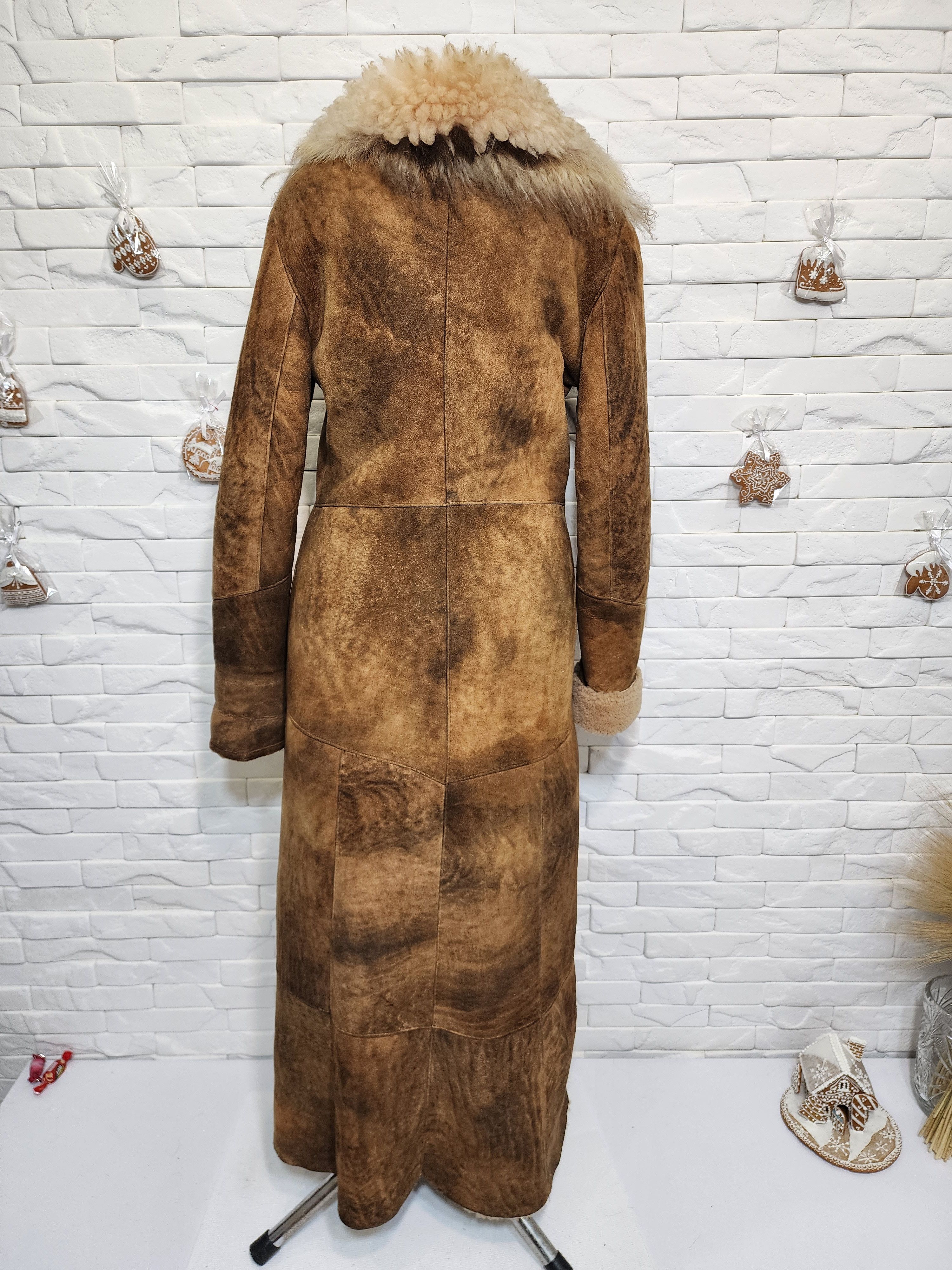 Furla Brown Sheepskin Coat: Vintage Leather Winter Outerwear Size L / US 10 / IT 46 - 4 Thumbnail