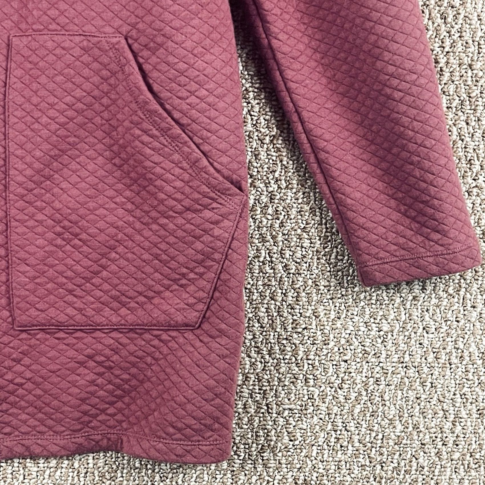 Vintage L.L. Bean Cardigan Womens XL Red Plum Quilted Pockets Knit Cotton Blend Open Front Lounge A85 Size XL / US 12-14 / IT 48-50 - 3 Thumbnail