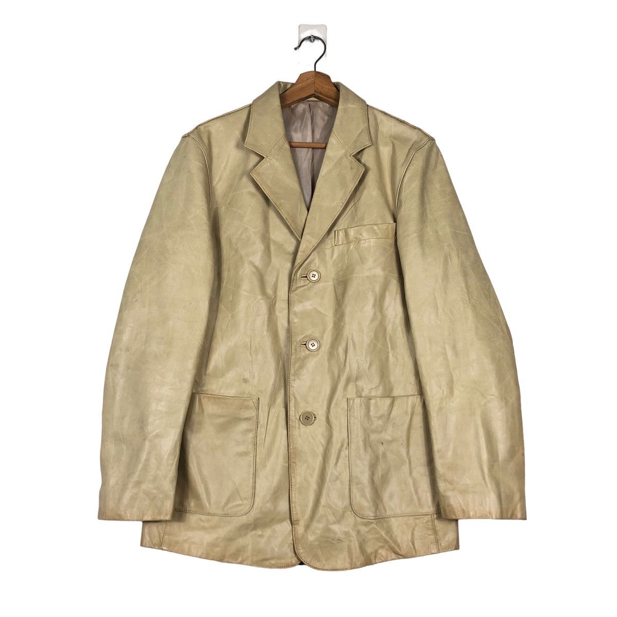 Issey Miyake 🔥Vintage Chore Leather Jacket C’S Men Japan Issey Miyake Size US L / EU 52-54 / 3 - 1 Thumbnail