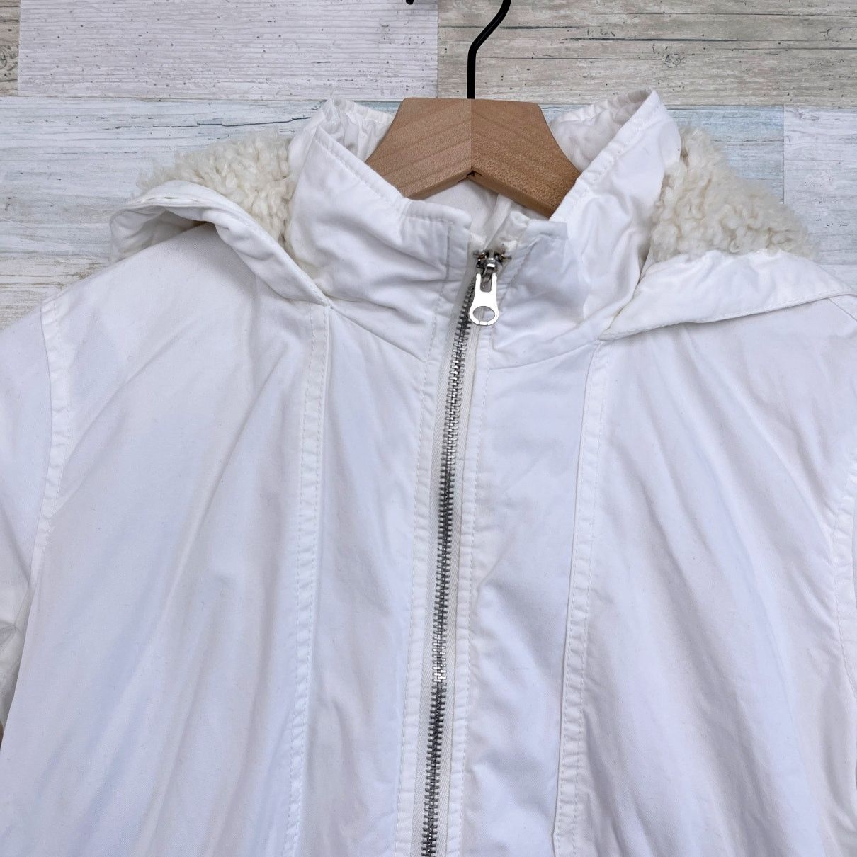 Gap GAP Sherpa Lined Parka Coat White Hooded Full Zip Womens S Size S / US 4 / IT 40 - 2 Thumbnail