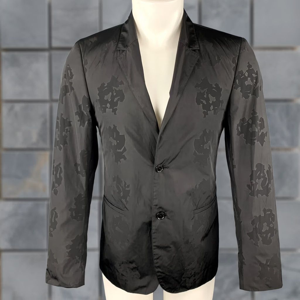Calvin Klein CALVIN KLEIN COLLECTION Sport Coat Size 36 Black on Black Floral Notch Lapel Size US XXS / EU 40 - 1 Thumbnail