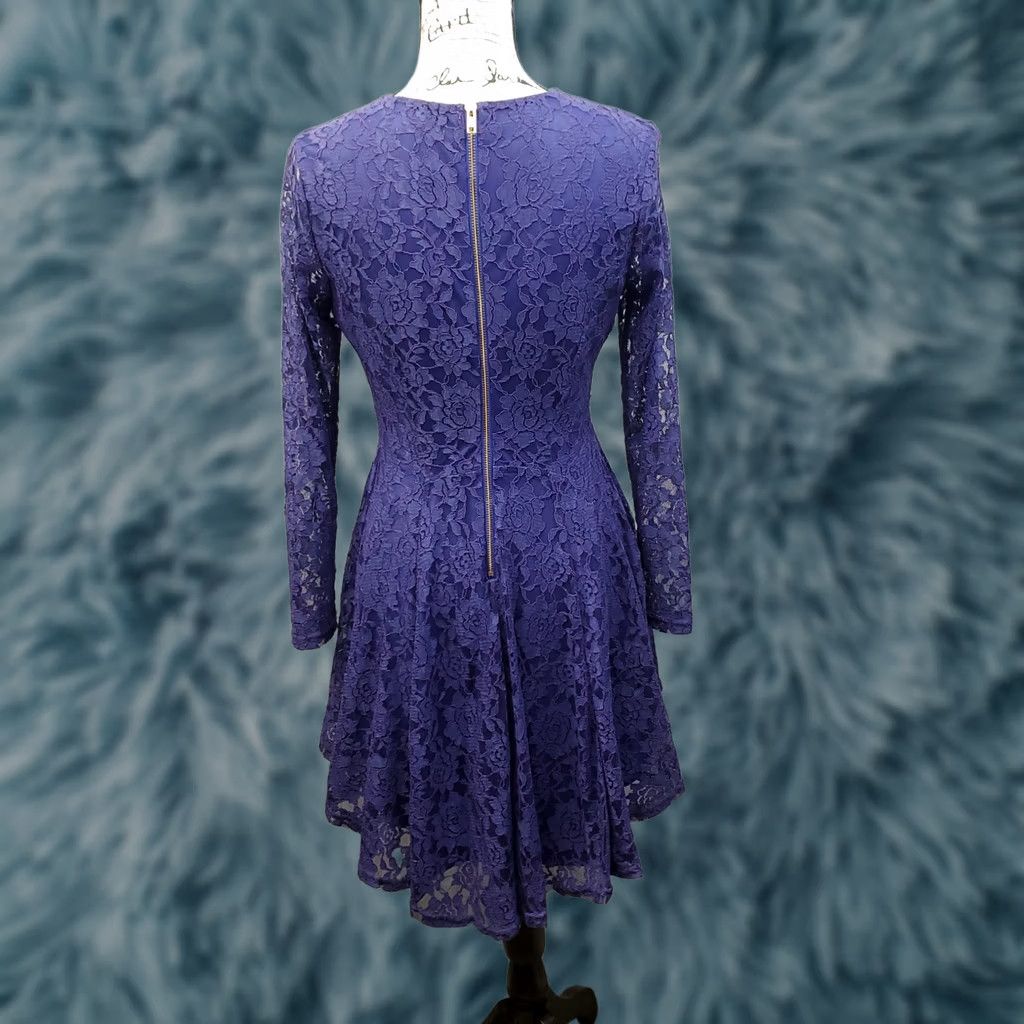 Vintage Altar'd State Fit & Flare Dress Women M Purple Floral Lace Overlay Back Zip Shirt? Size M / US 6-8 / IT 42-44 - 1 Thumbnail