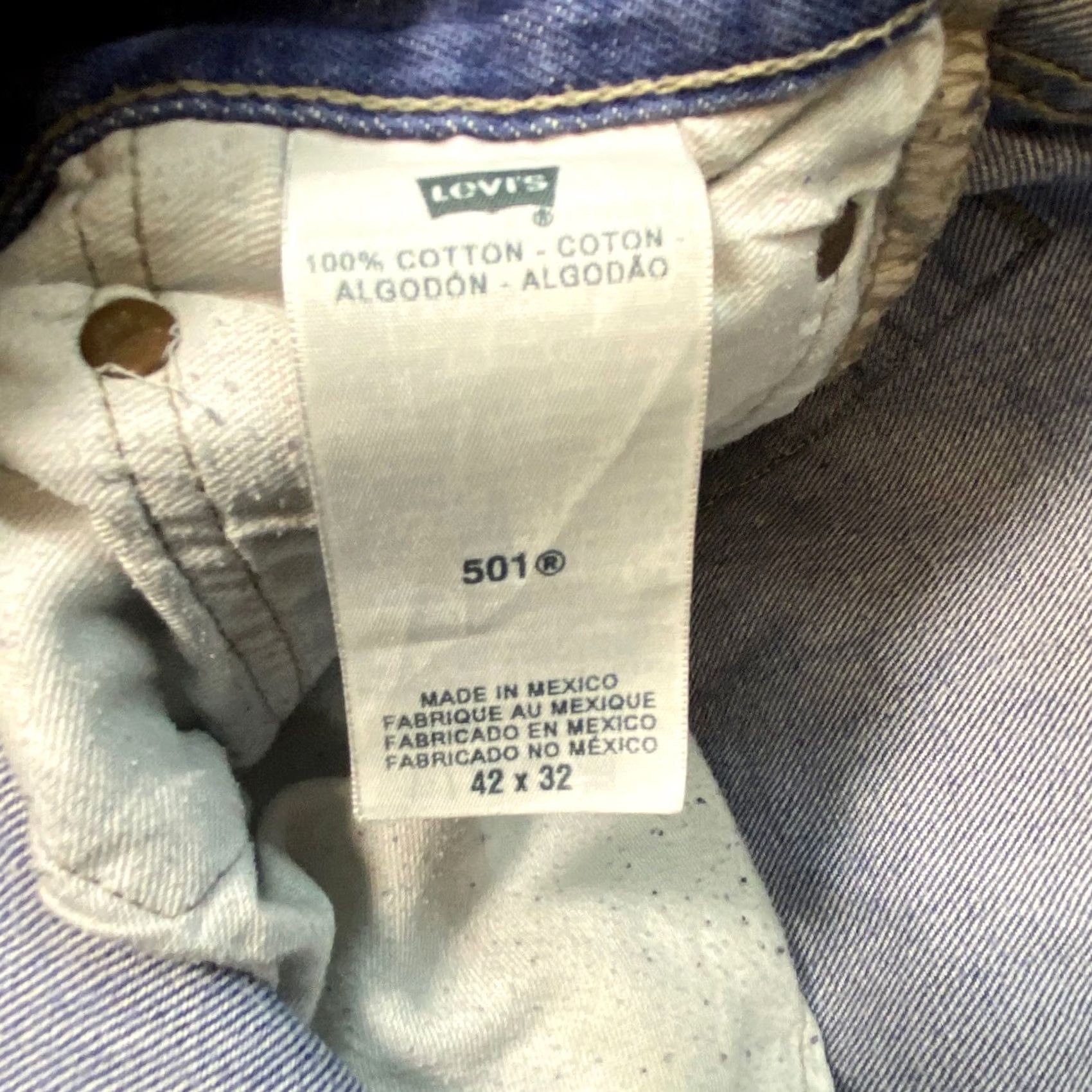 Levi's Levi's 501 Original Fit Jeans Men Blue Denim Button Fly Straight 42x32 Vintage Distressed 5-Pocket Regular Rise Medium Wash Jeans Mens Size US 42 / EU 58 - 7 Thumbnail