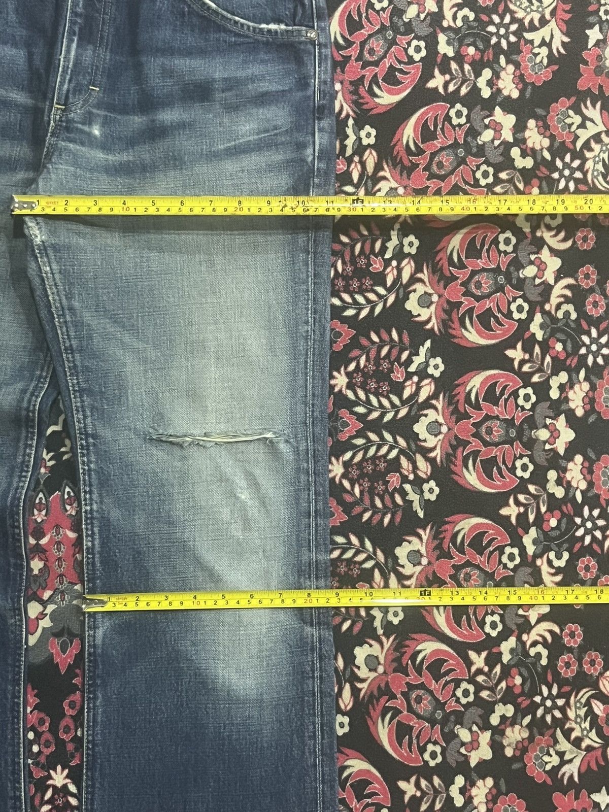 Lee Vintage Lee Riders Sanforized Faded Blue Ripped Flare Jeans Size US 31 - 16 Thumbnail