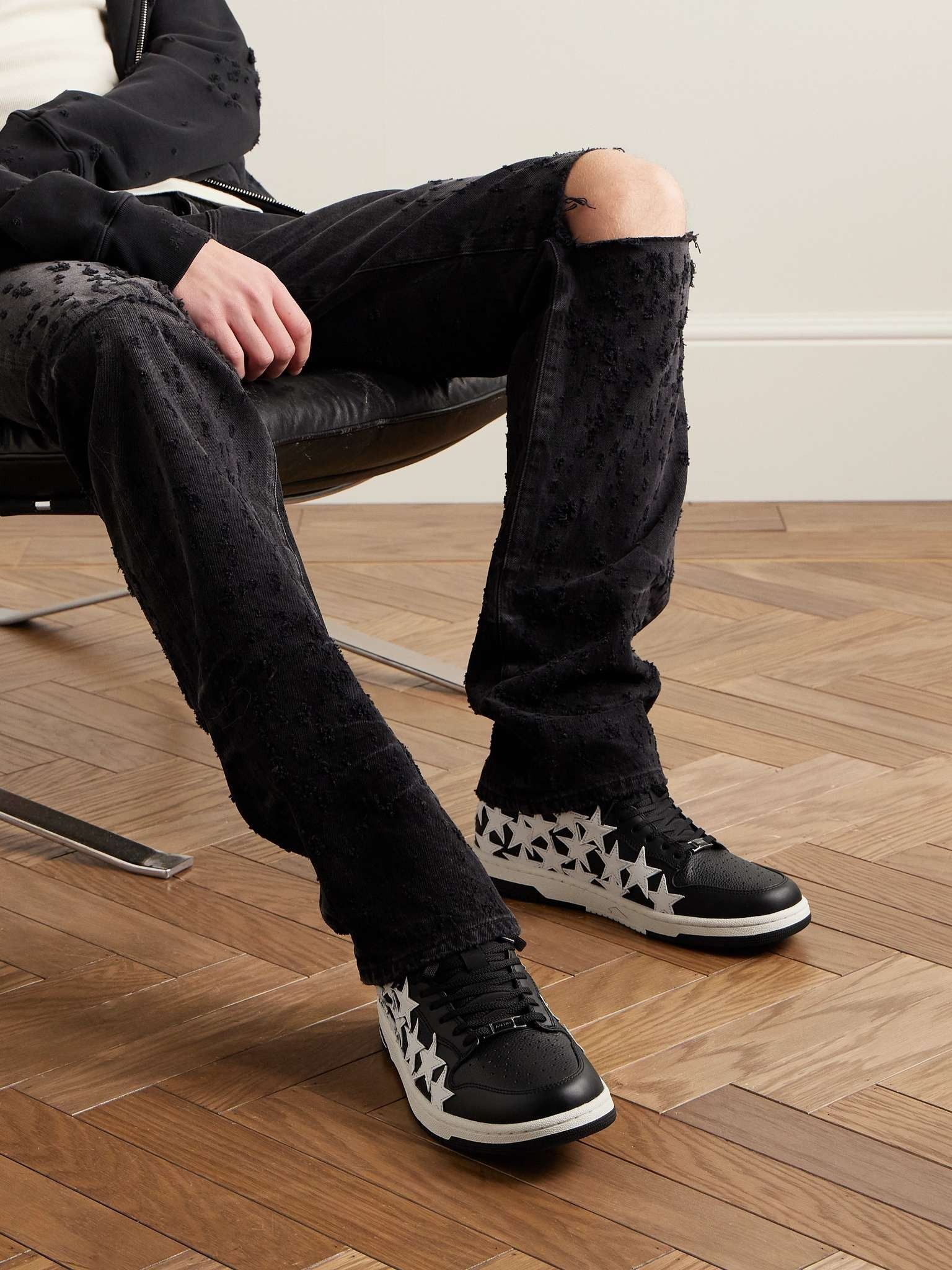 Amiri o1s1wg110325 Stars Low Appliquéd Sneakers in Black/White Size US 9 / EU 42 - 2 Thumbnail