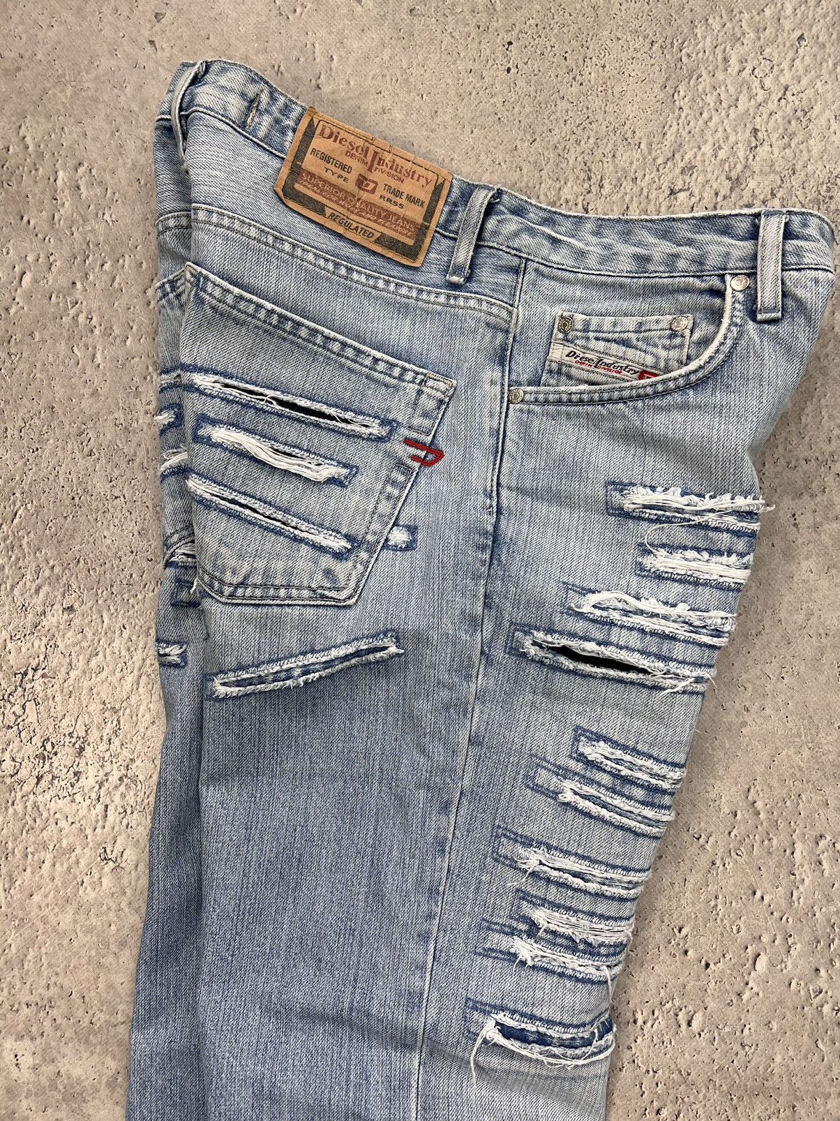 Diesel × Japanese Brand Diesel Dirty Pants FADED crash DENIM THRASHED Y2k Distressed Size US 32 / EU 48 - 13 Thumbnail