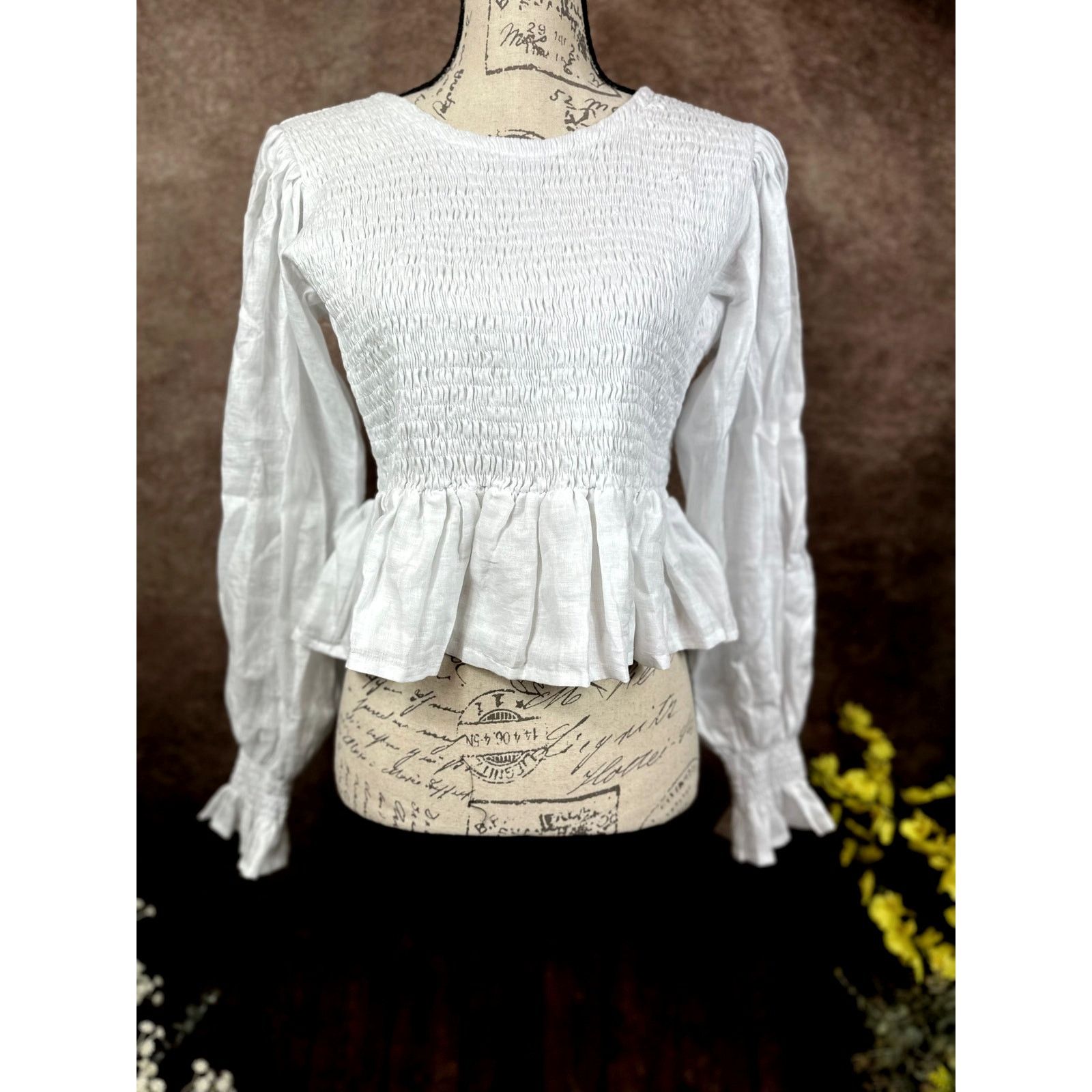 FAITHFULL Faithfull The Brand Savita Linen Open Back Top White size 4 Size S / US 4 / IT 40 - 13 Thumbnail