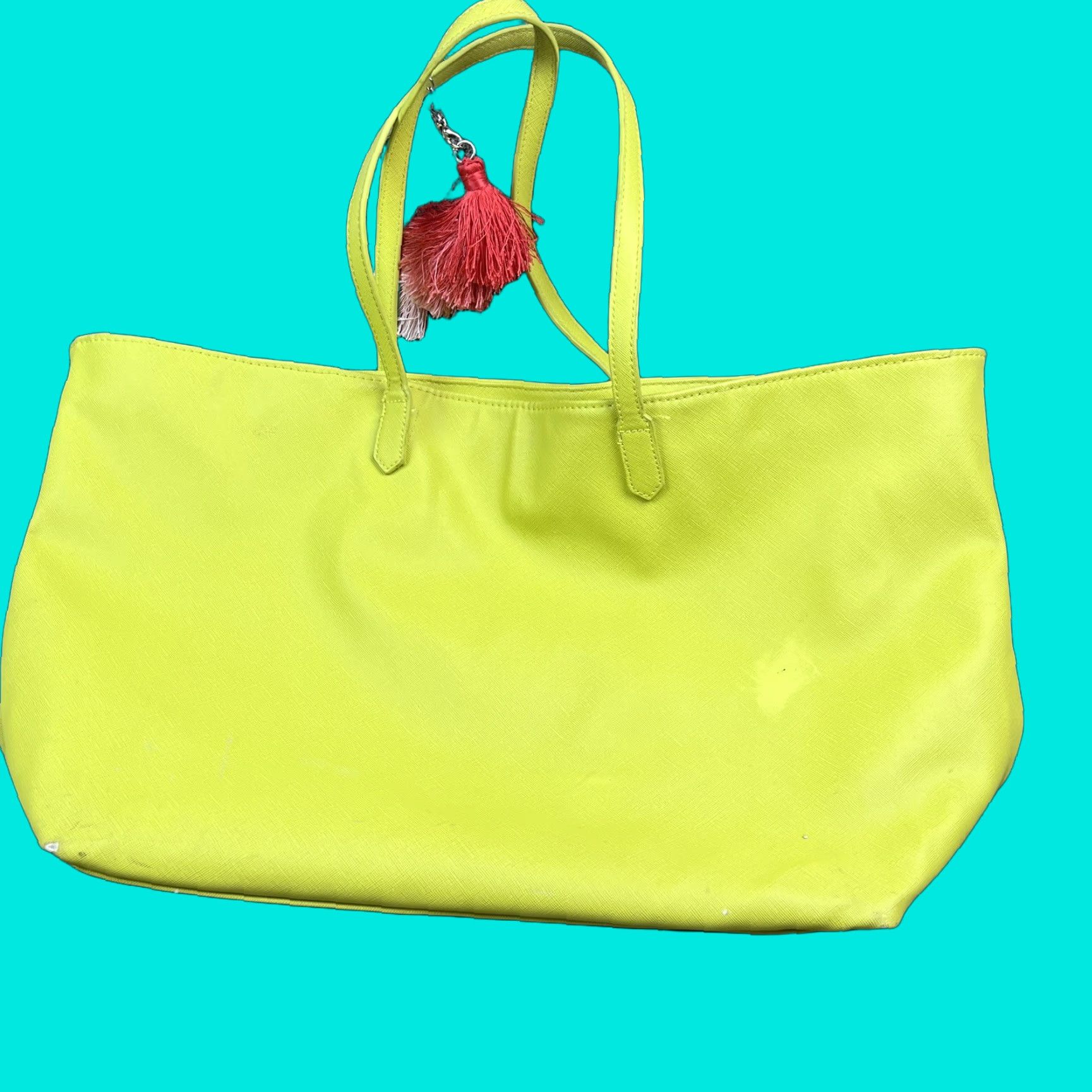 Neiman Marcus Tote Bag Faux Leather Large Green Women's Shoulder Handbag