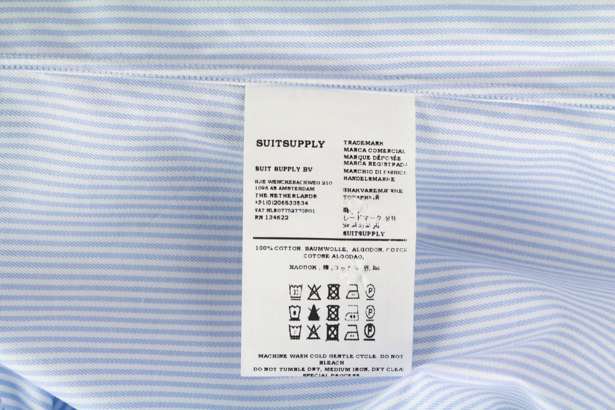Suitsupply ~S Slim Blue Cotton Striped Cutaway 72842 Size US S / EU 44-46 / 1 - 6 Thumbnail