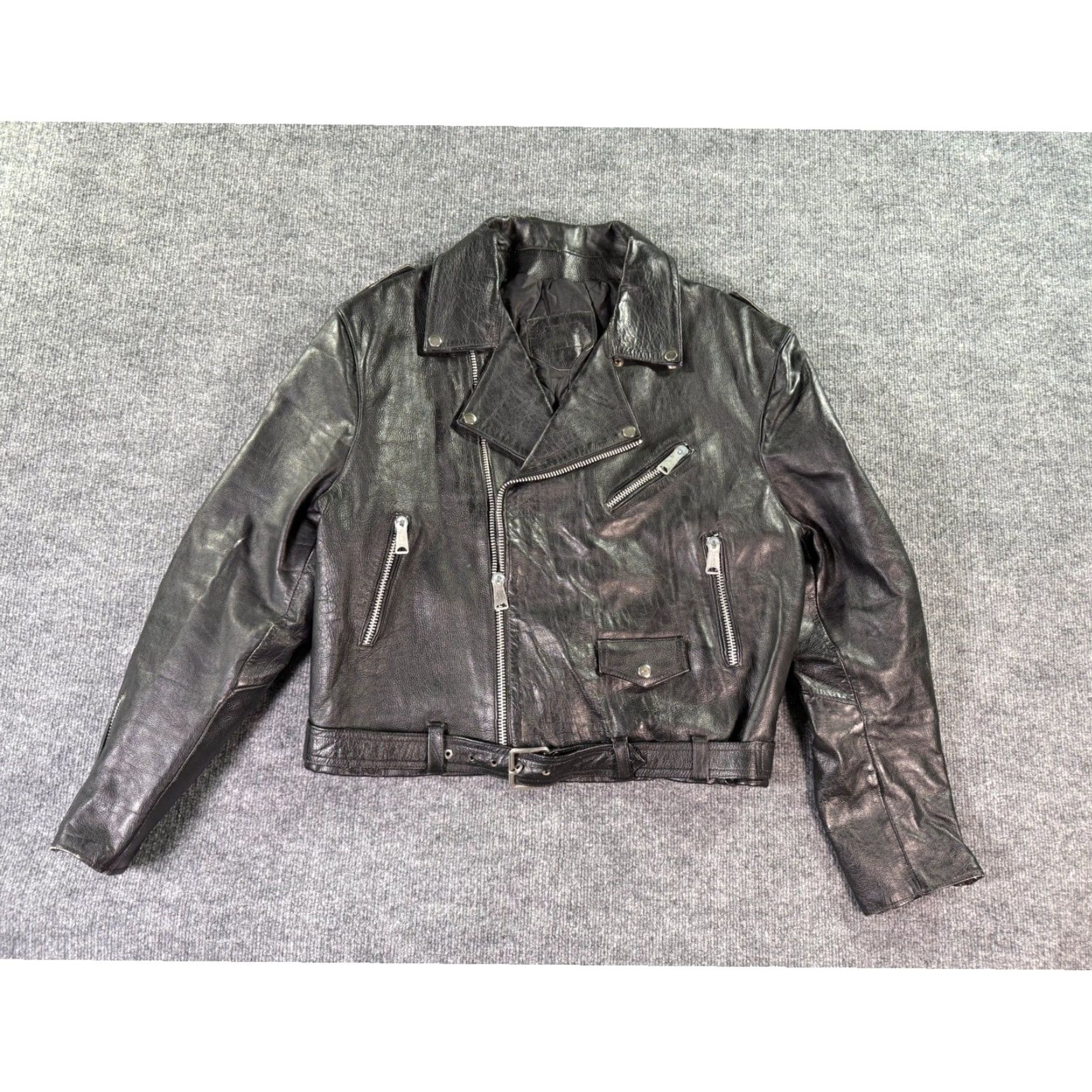 Vintage VINTAGE Harley Davidson Genuine Leather Jacket Mens Medium Black 1960 Zip Belted Jacket Size US M / EU 48-50 / 2 - 2 Thumbnail