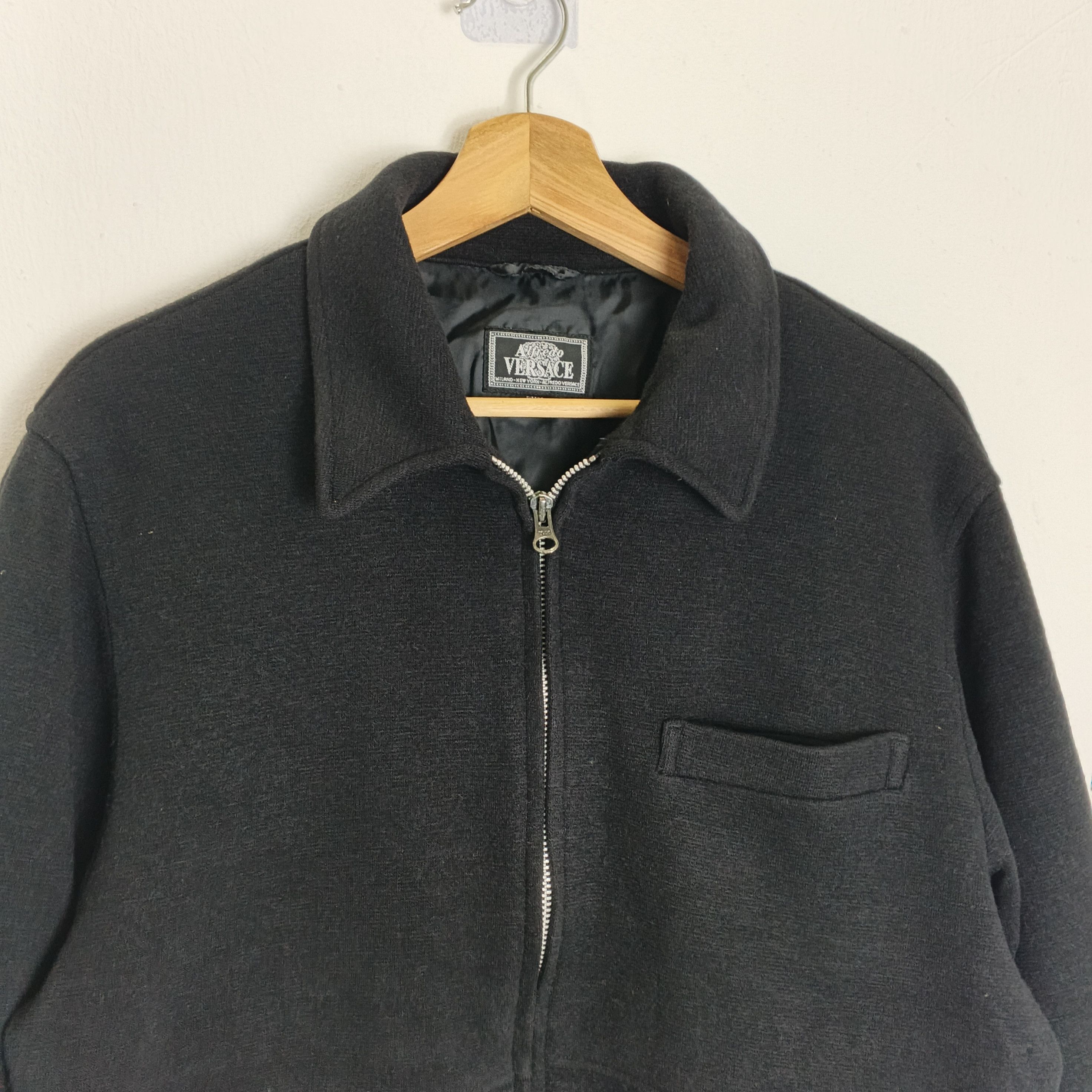 Versace RARE Vintage 90s Alfredo Versace Designer Wool Coat Size US L / EU 52-54 / 3 - 3 Thumbnail