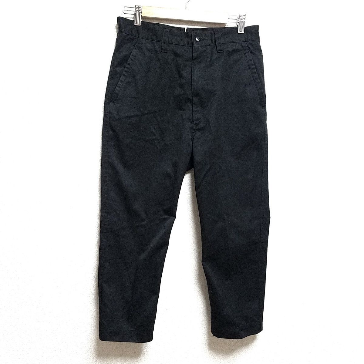 Cropped Pants Half Length Polyester Zip Fly Black