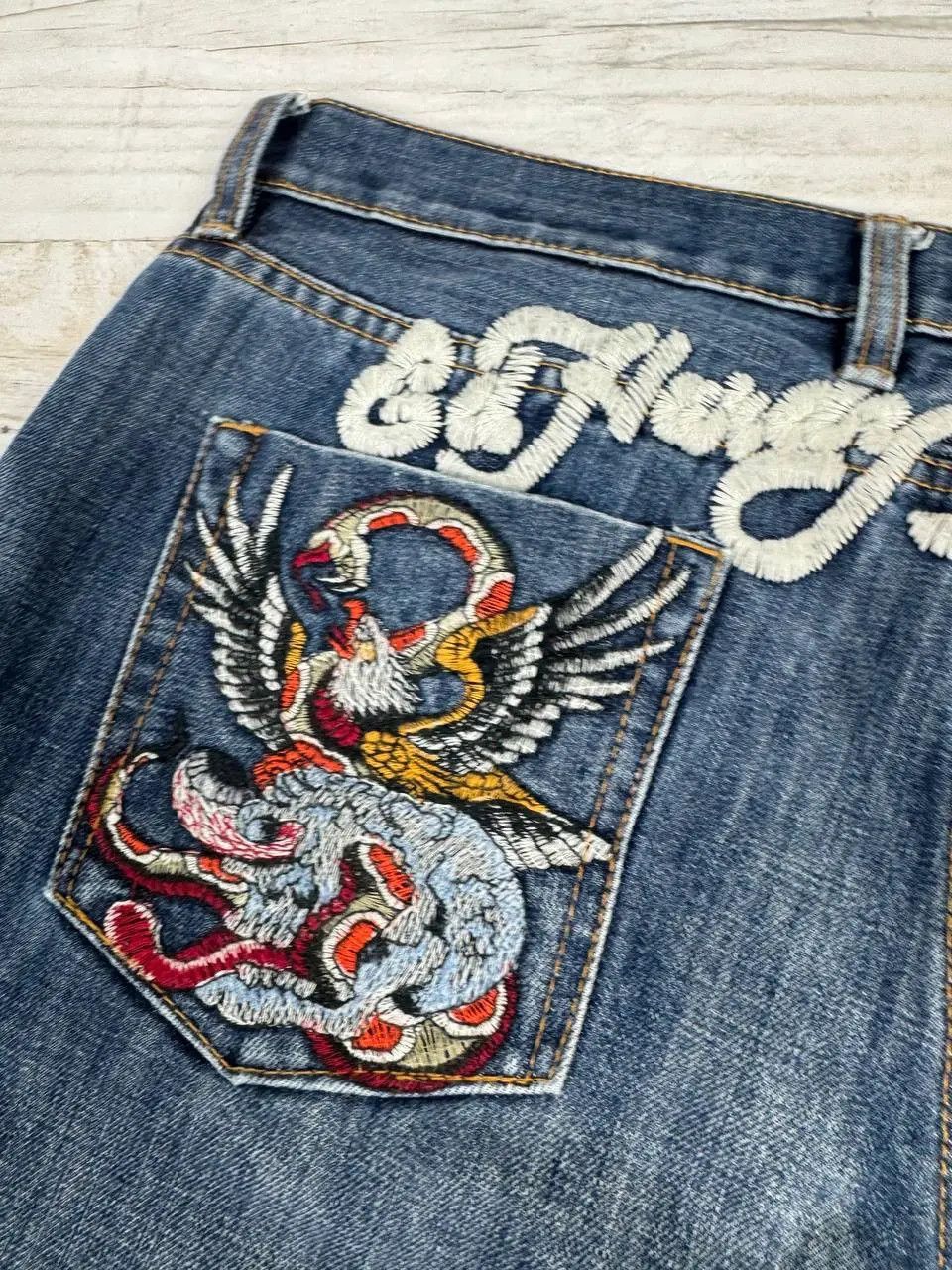 Ed Hardy Vintage Ed Hardy By Christian Audigier Denim Jeans Y2K Tatto Size US 38 / EU 54 - 5 Thumbnail