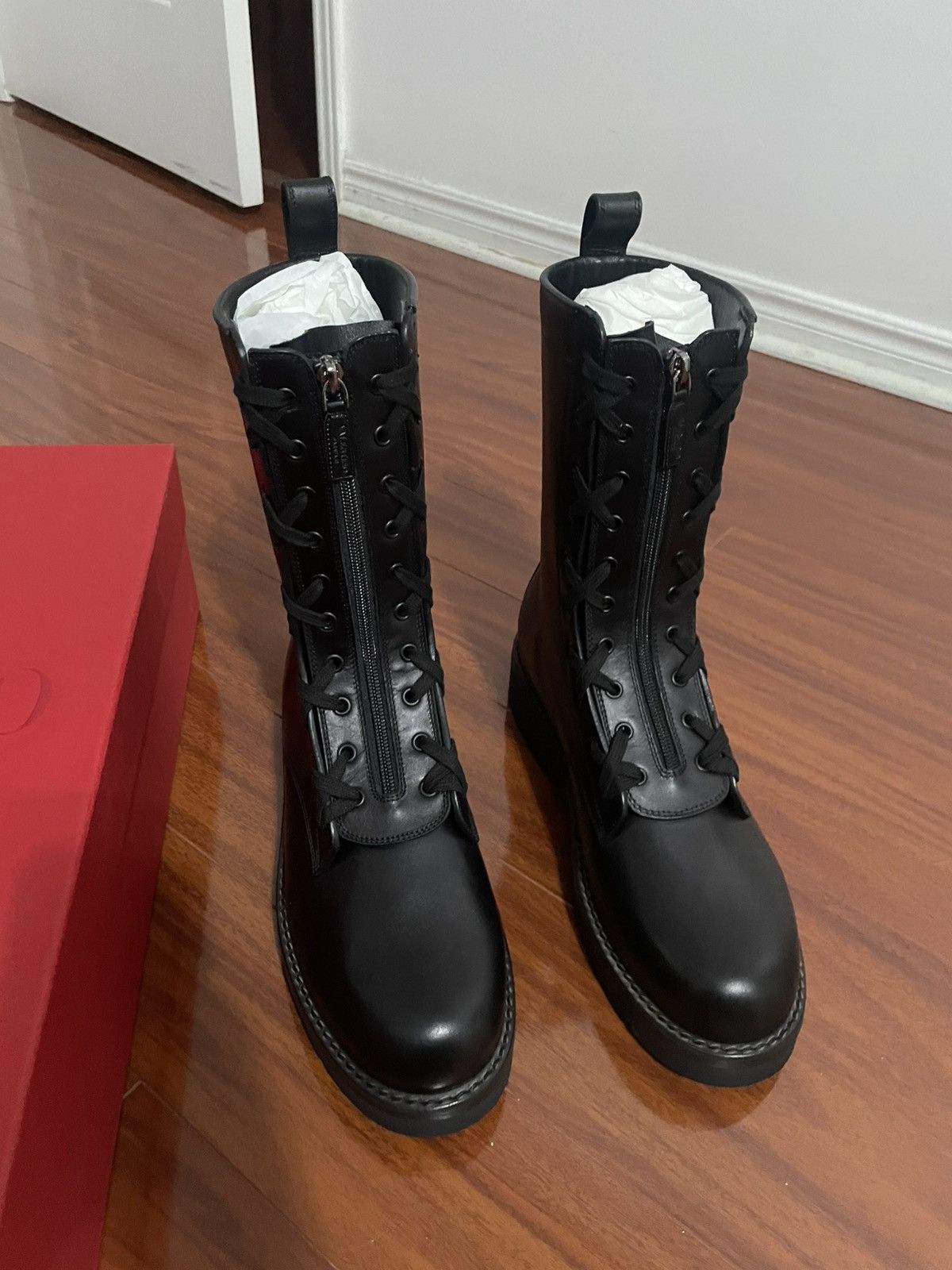 Valentino Black Leather Combat boots Size US 11 / EU 44 - 6 Thumbnail