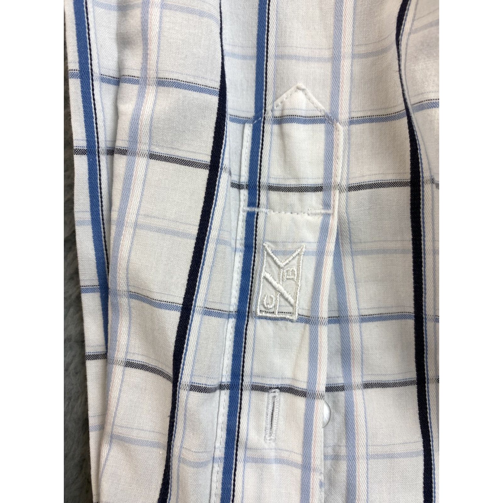 Cutter & Buck VINTAGE Cutter & Buck Dress Shirt Men M Button-Up Long Sleeve Blue White Check 77-21 Mens Size 40R - 3 Thumbnail