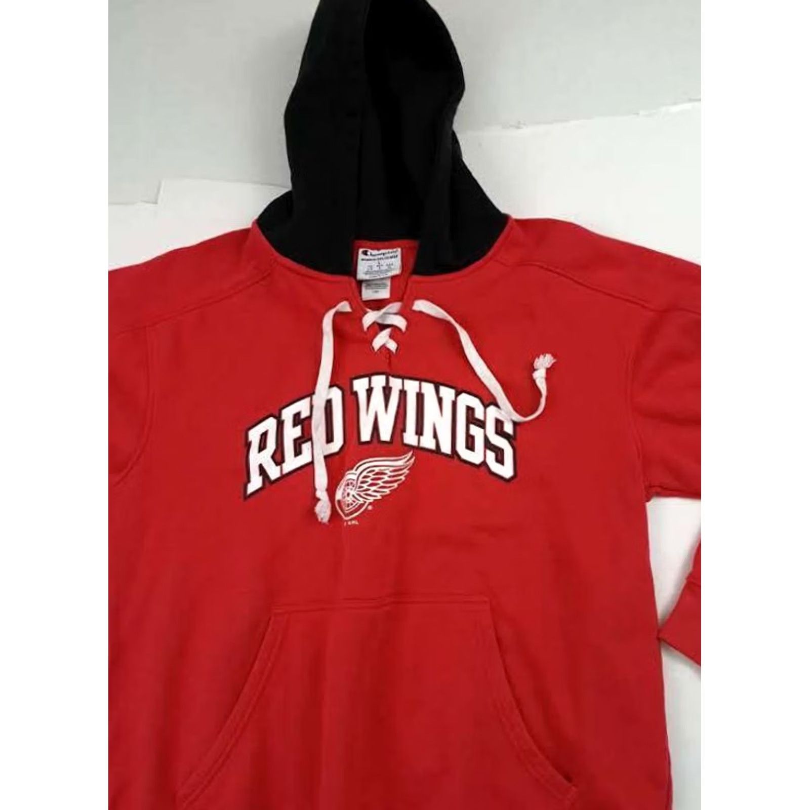 Champion Champion Detroit Red Wings Hooded Hoodie sweatshirt LG Adult Sports Drawsting Neckline Fleece Cotton Logo Solid Multicolor Size US L / EU 52-54 / 3 - 4 Thumbnail