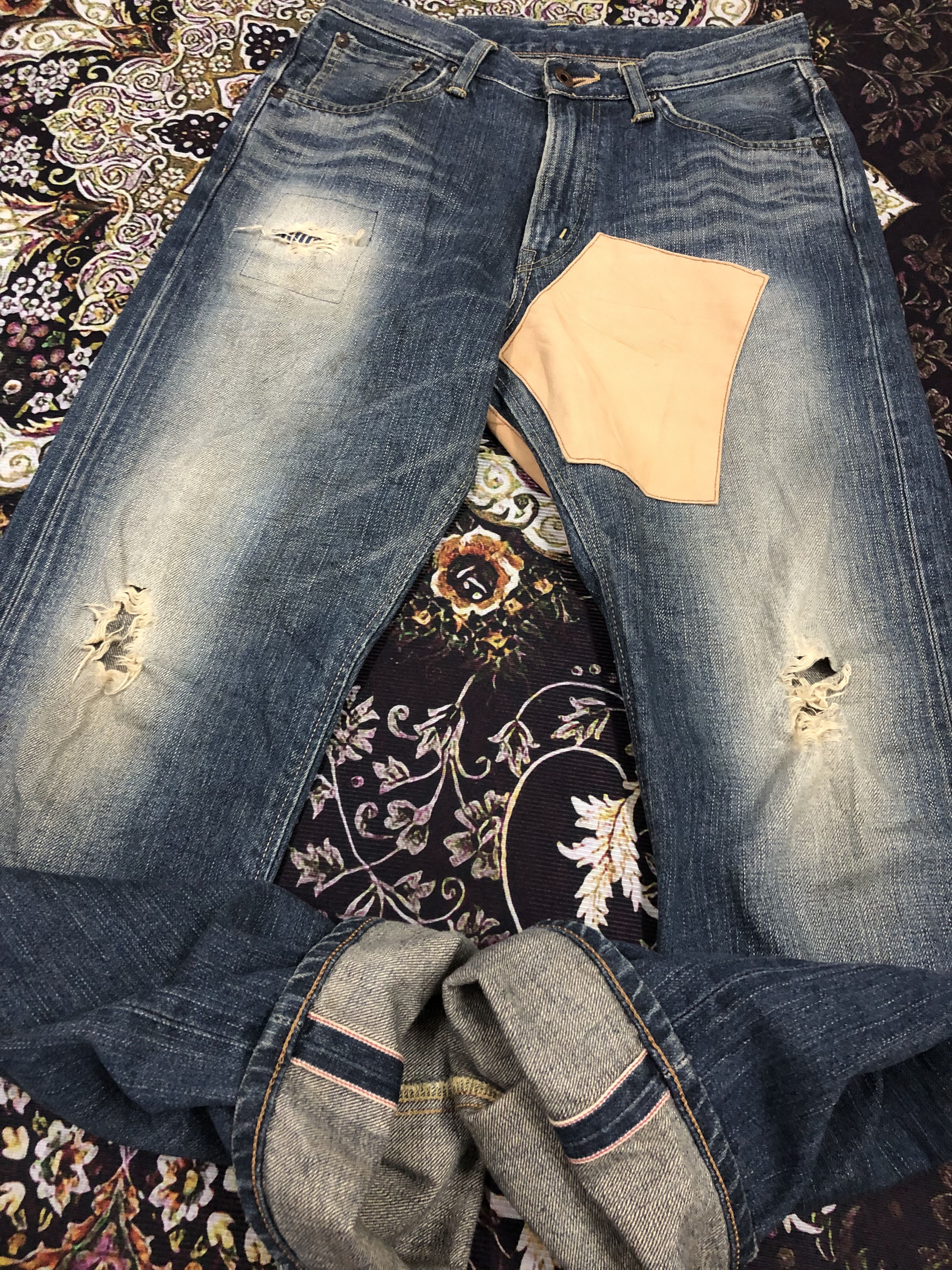 Edwin Distressed edwin selvedge jeans with undone patchwork Size US 30 / EU 46 - 5 Thumbnail