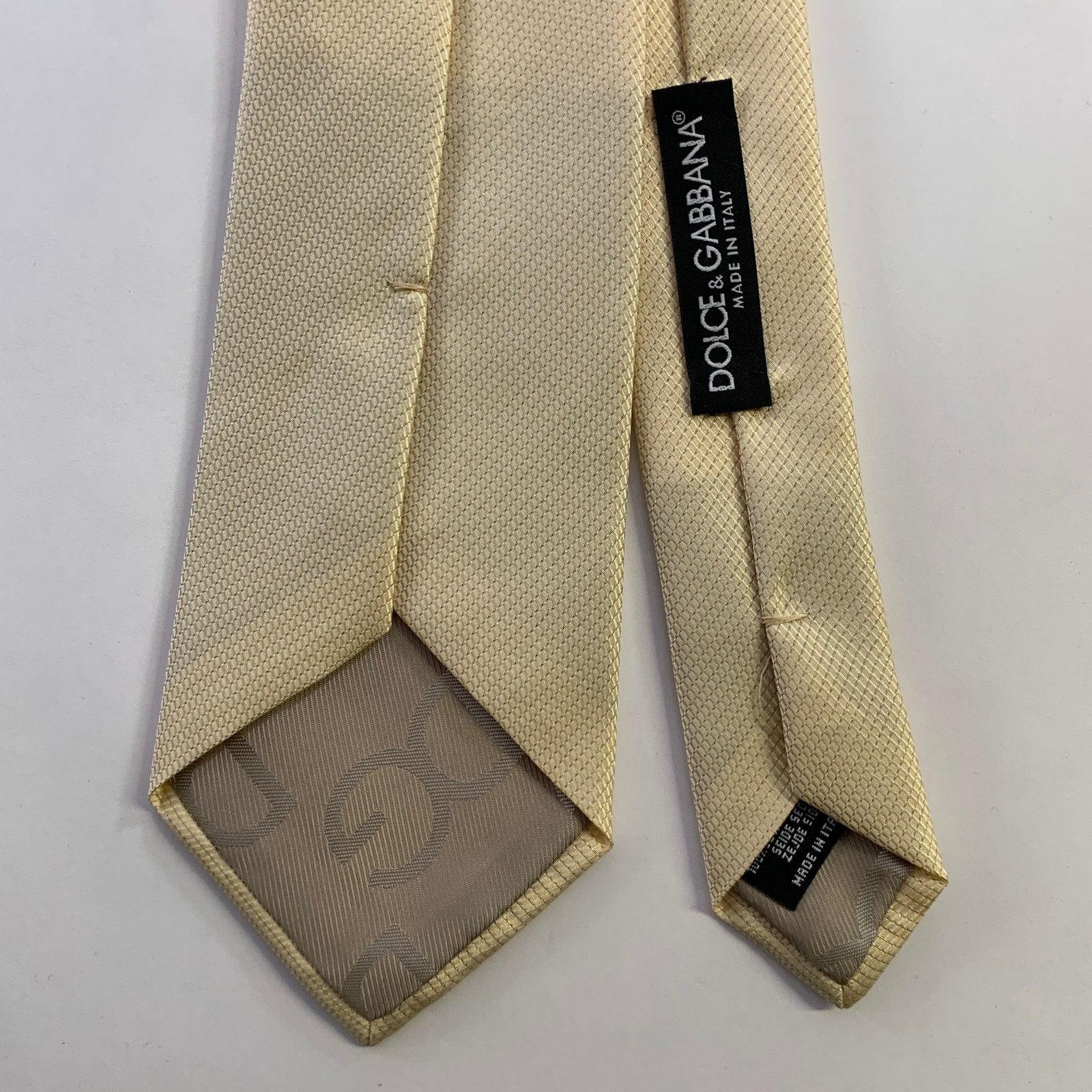 Dolce & Gabbana DOLCE & GABBANA Cream Gold Silk Tie Size ONE SIZE - 2 Thumbnail