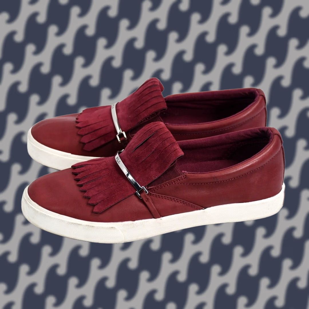 Ralph Lauren Ralph Lauren Reanna Leather Sneakers Fringe Women US 8 Size 39 Red Leather Fringe Sneakers Women's Casual Athletic Shoes Size US 6 / IT 36 - 1 Thumbnail