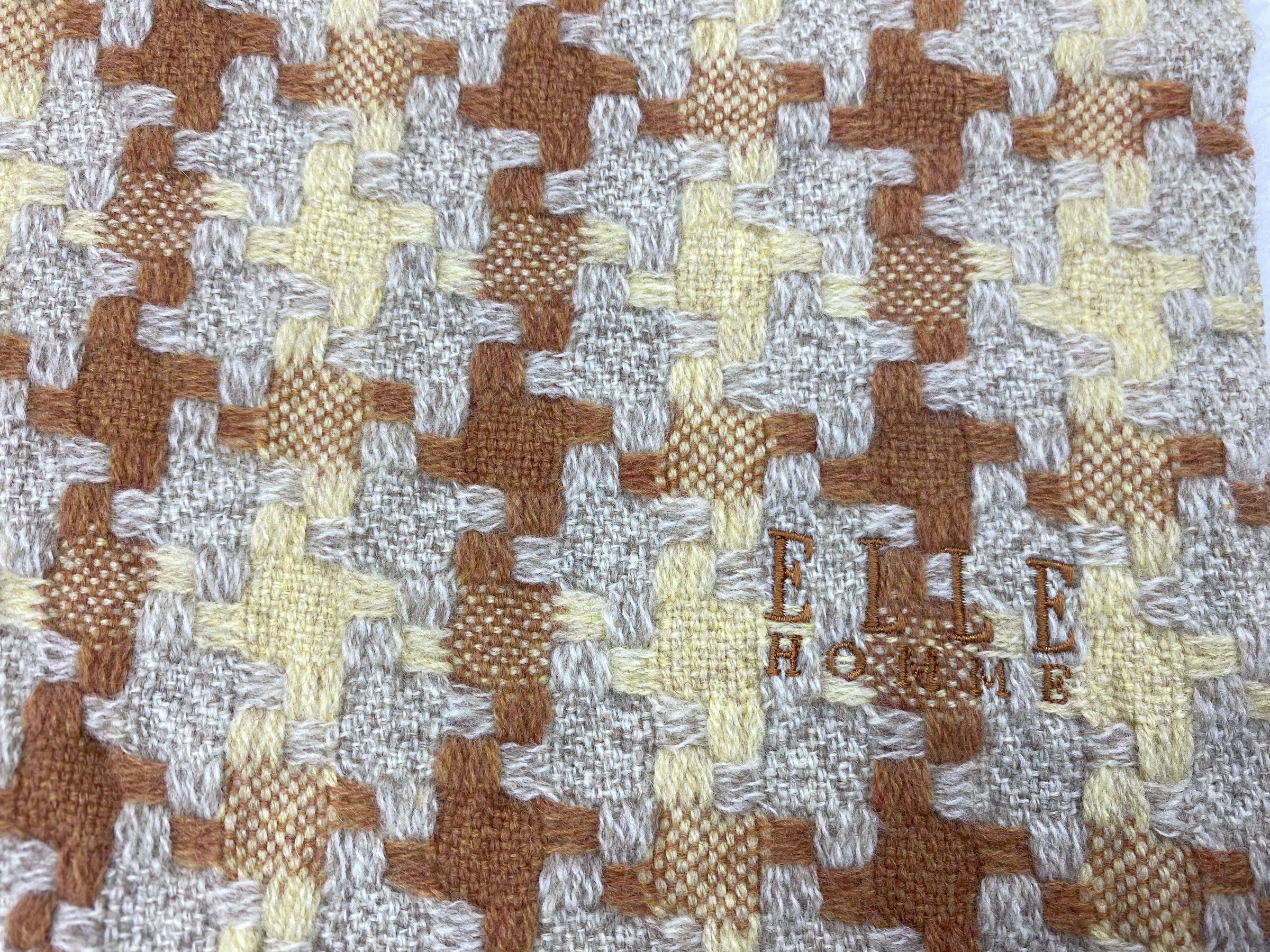 Vintage Vintage ELLE Homme Scarf – 90s Pure Wool Retro Muffler Size ONE SIZE - 8 Thumbnail