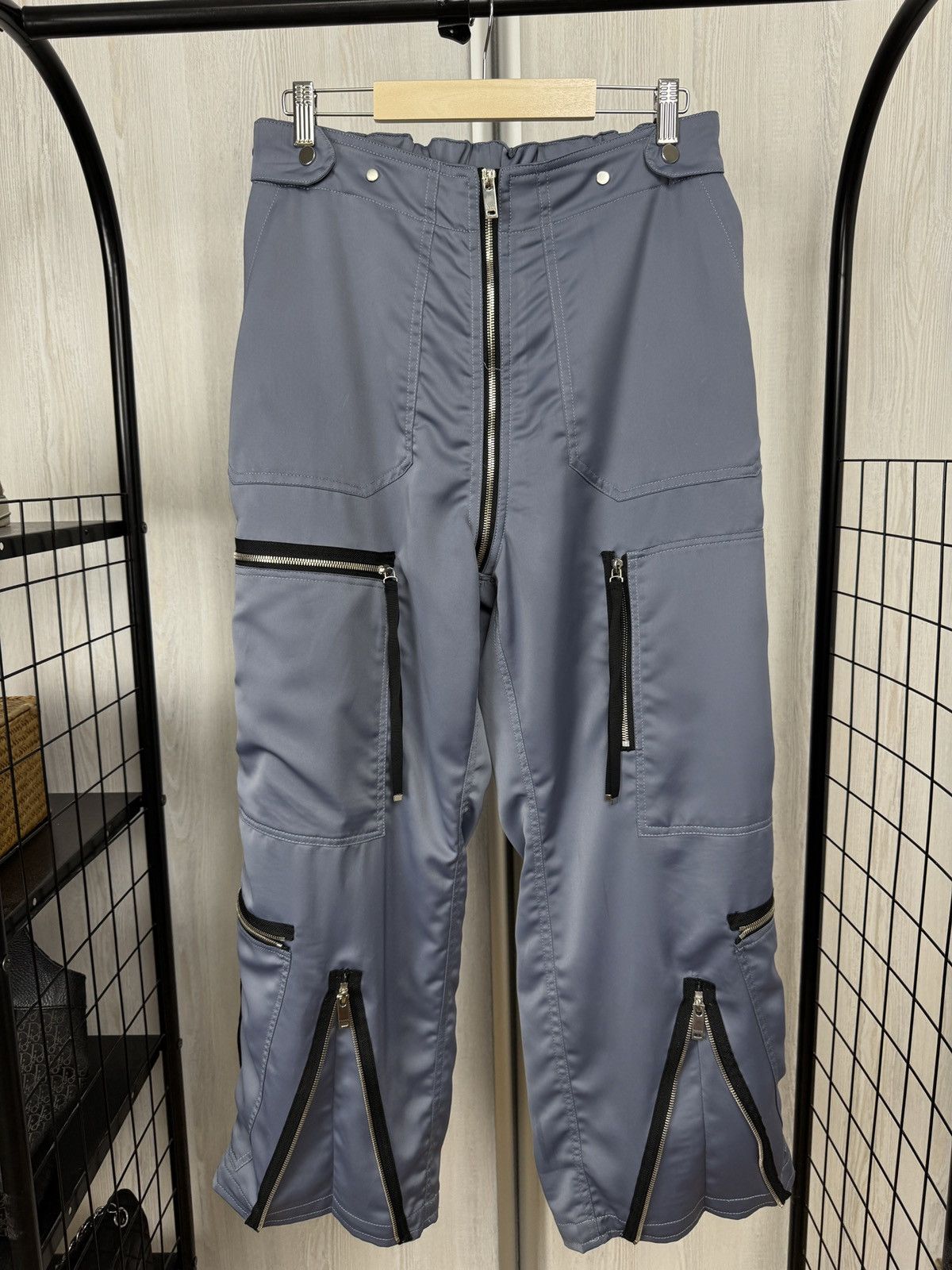 Japanese Brand SS20 TAAKK MULTI ZIPPER NYLON Grey-Blue PANTS y2k cargo Size US 32 / EU 48 - 2 Thumbnail