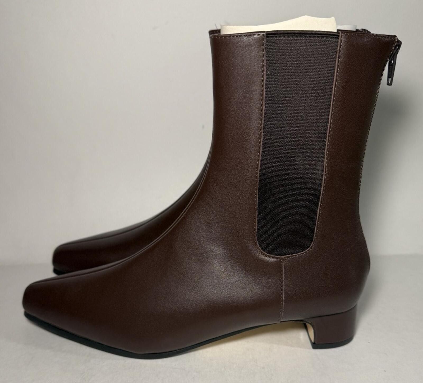 Quince QUINCE Italian Leather Kitten Heel Ankle Bootie Espresso Size US 7.5 / IT 37.5 - 3 Thumbnail