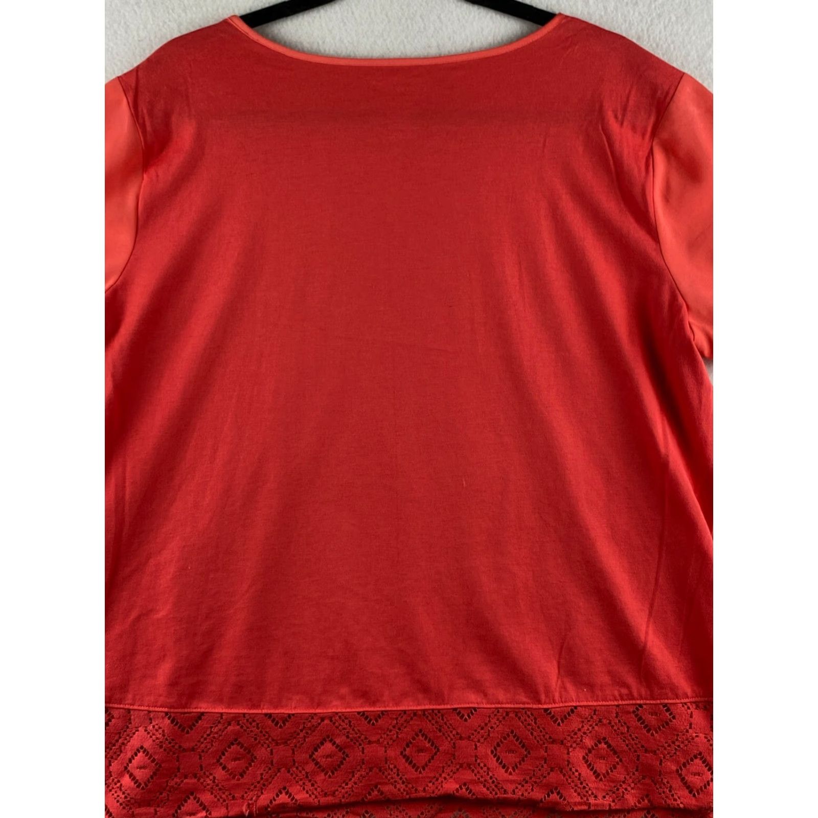 Van Heusen Van Heusen Blouse Womens XL Short Sleeve Pleated Laced Hem Round Neck Coral Dress Shirt? Size XL / US 12-14 / IT 48-50 - 7 Thumbnail