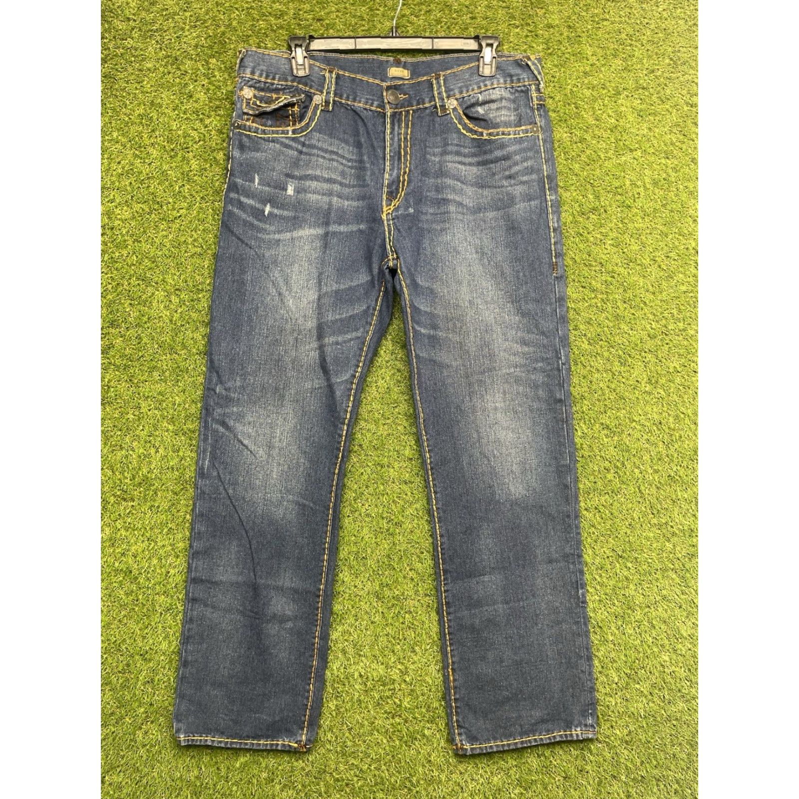 True Religion True Religion Jeans Men 40 Ricky Relaxed Straight Denim Big T Flap Pockets USA 2000s Grunge Size US 40 / EU 56 - 2 Thumbnail