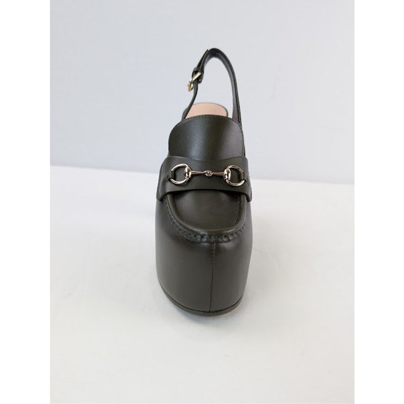 Gucci o1rshd1 Leather Real Platform Loafer Pump Sandal in Green Size US 9 / IT 39 - 14 Thumbnail