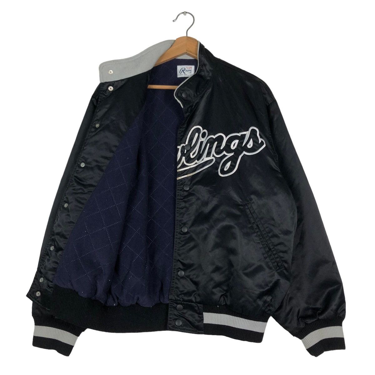 Japanese Brand 🔥Vintage Satin Bomber Jacket Rawlings Spell Out Big Logo Size US L / EU 52-54 / 3 - 11 Thumbnail