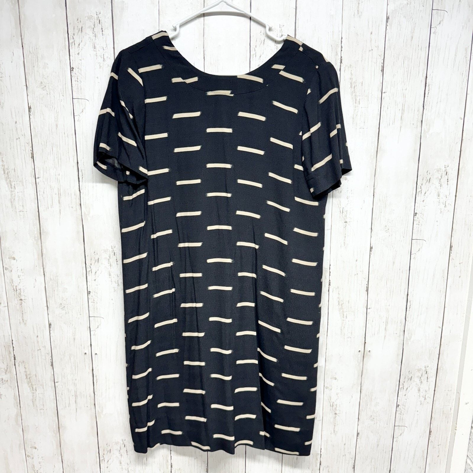Madewell Madewell Dress Size 4 Navy Ikat Dash Short Sleeve Shift Mini Size S / US 4 / IT 40 - 1 Thumbnail