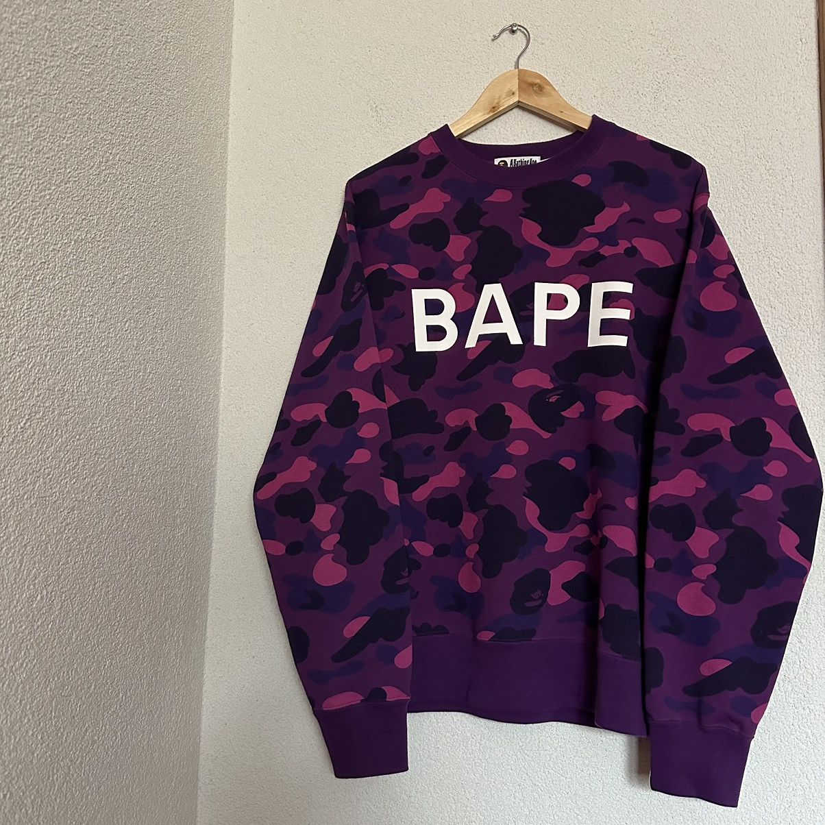 Image of Bape Purple Camo Crewneck, Men's (Size XL)