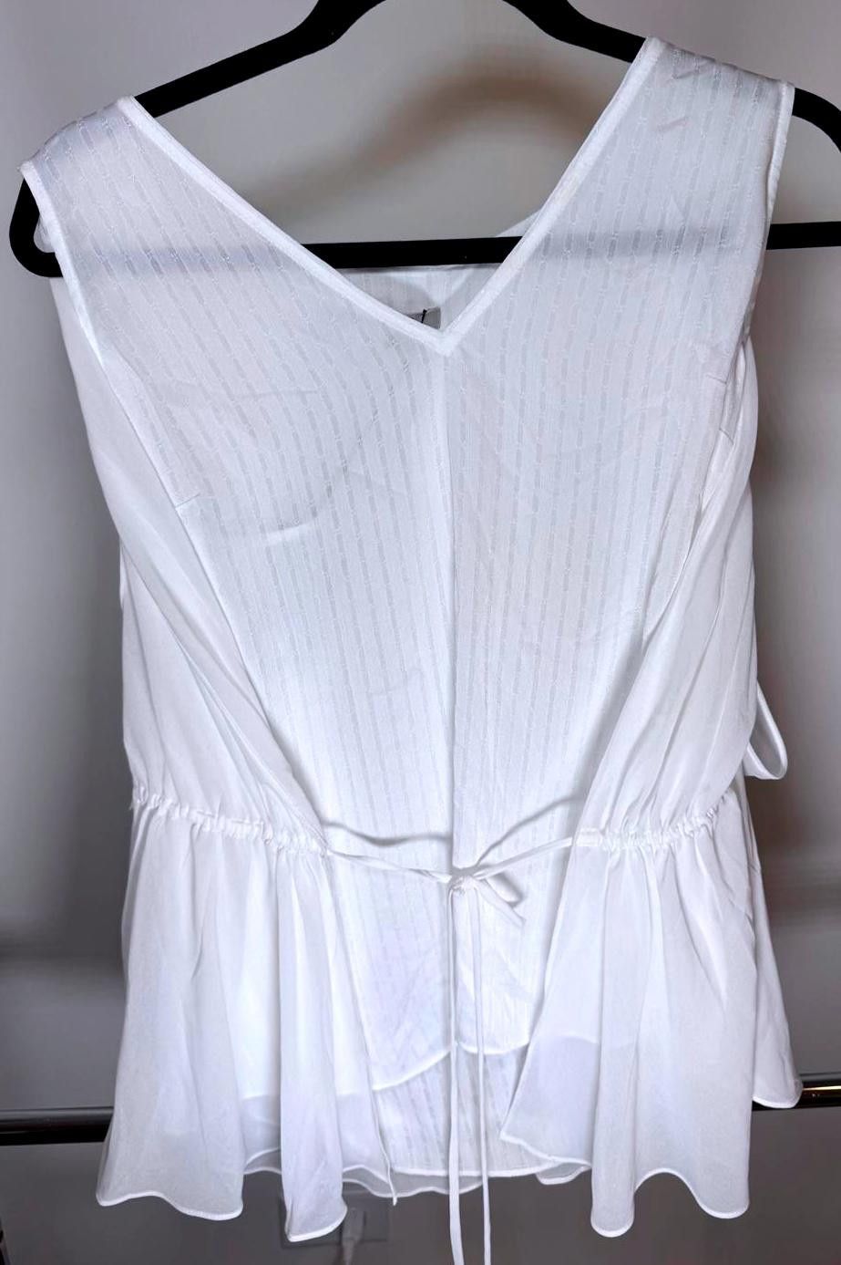 Allsaints AllSaints White Pleated Blouse with Tie Detail Size L / US 10 / IT 46 - 1 Thumbnail