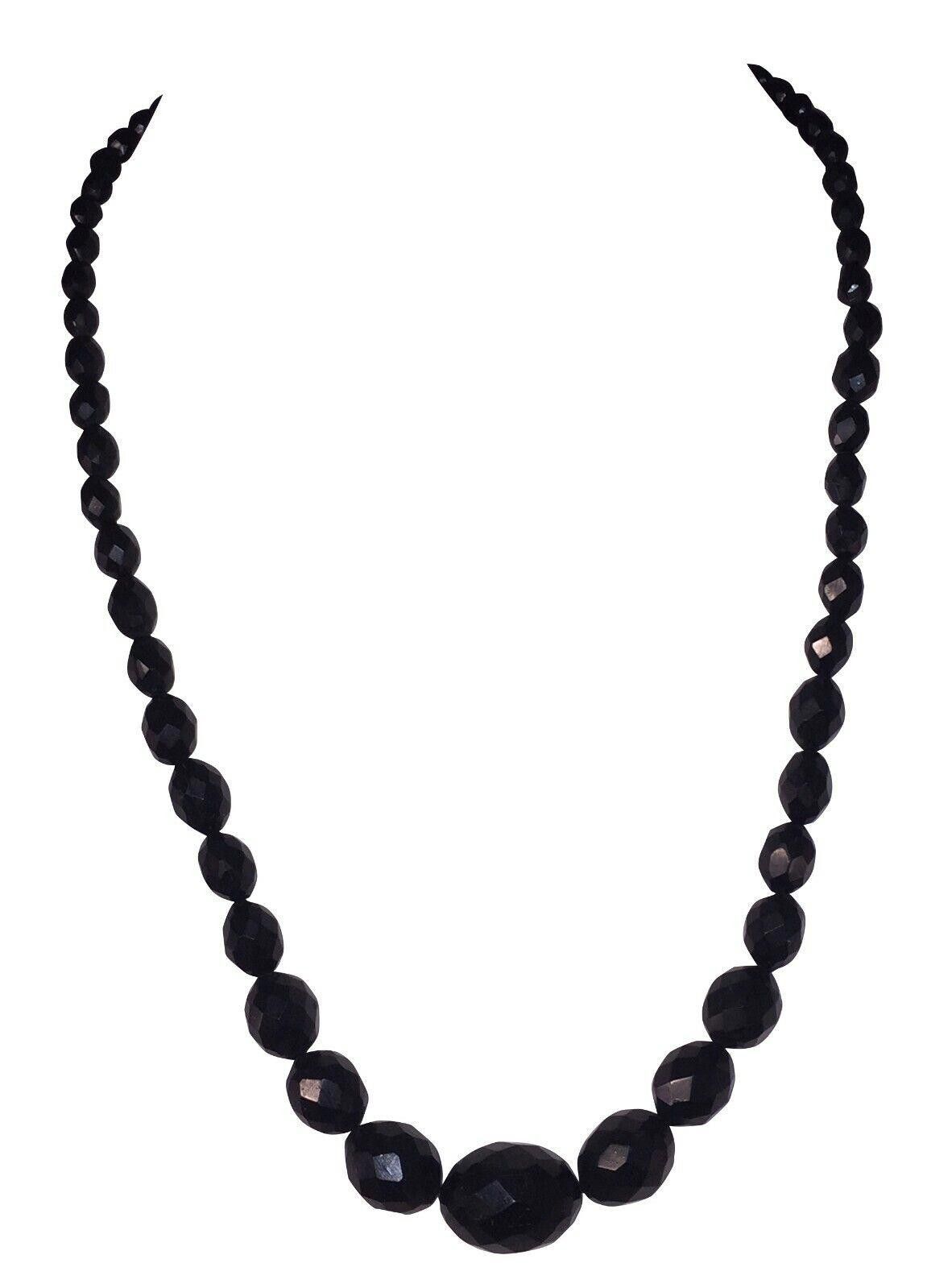 Designer Victorian Graduated Faceted Jet Bead Necklace Size ONE SIZE - 1 Thumbnail