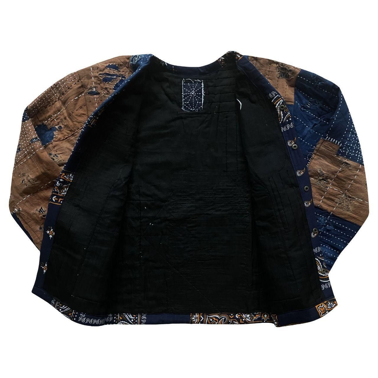 Kapital Indigo Collarless Boro Sashiko Denim Jacket Size US M / EU 48-50 / 2 - 8 Thumbnail